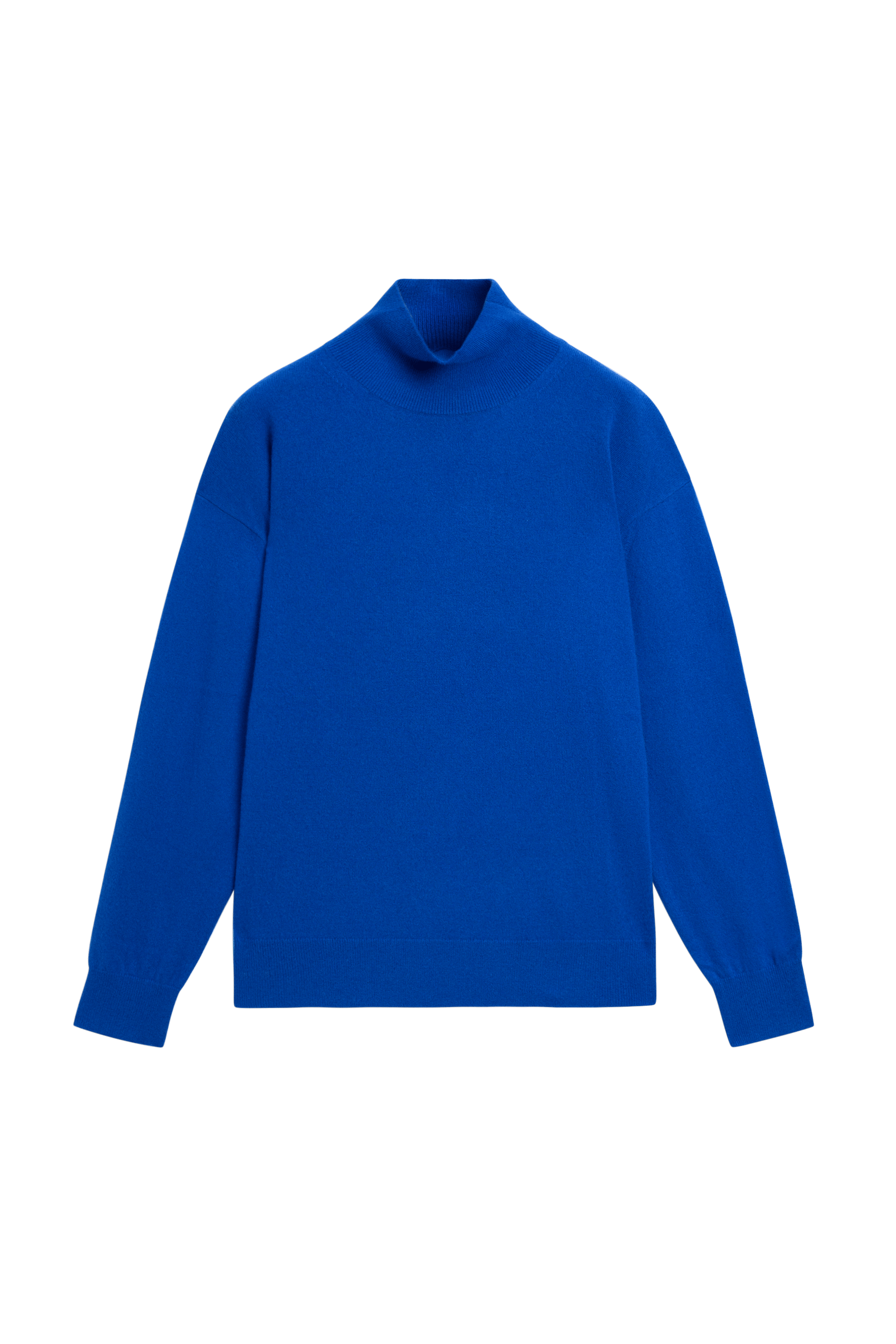 100% cashmere high neck knit sweater - DEEP BLUE