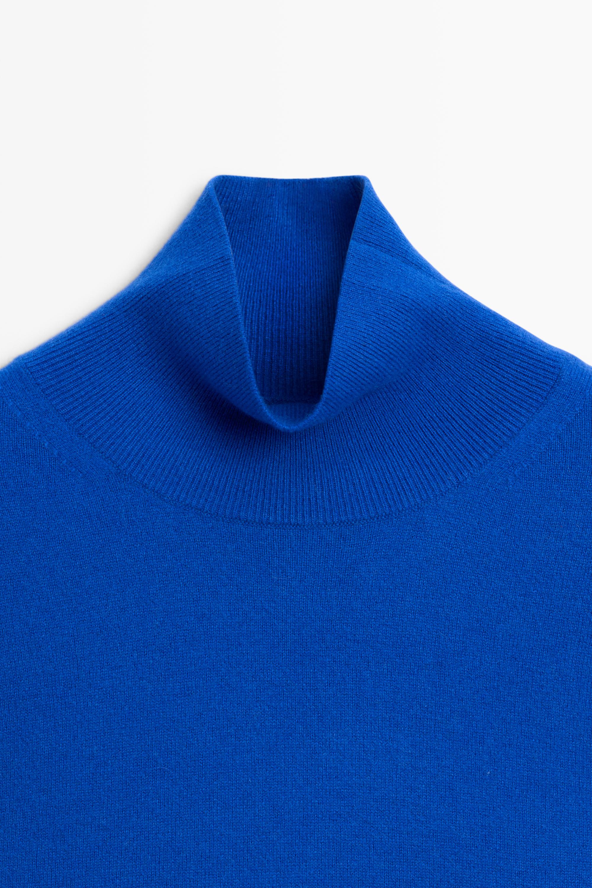 100% cashmere high neck knit sweater - DEEP BLUE