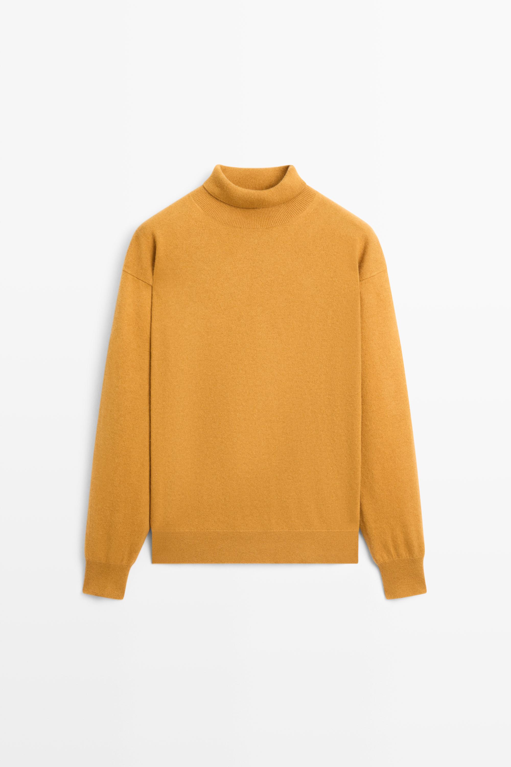 100% cashmere high neck knit sweater - OIL