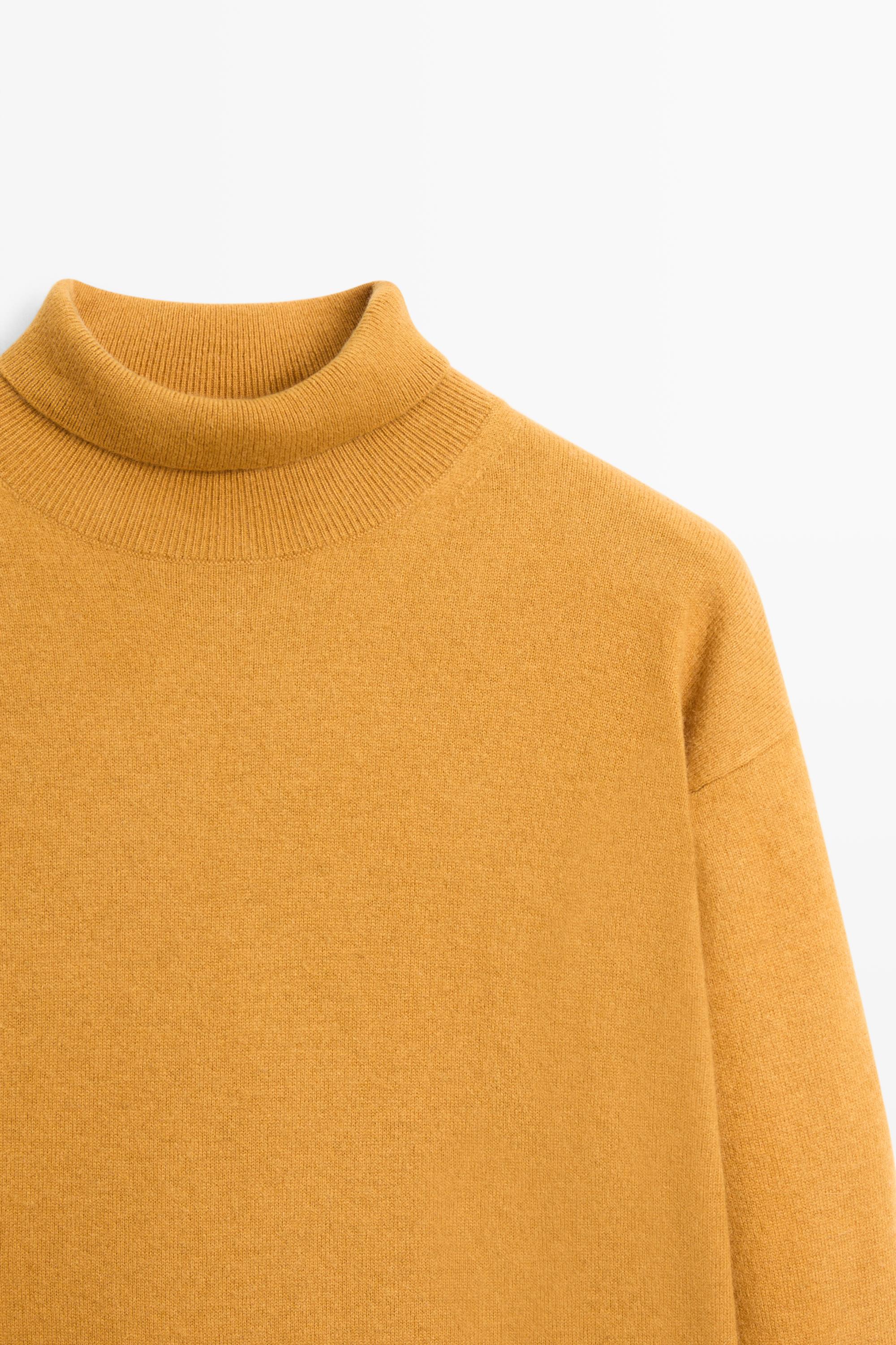 100% cashmere high neck knit sweater - OIL