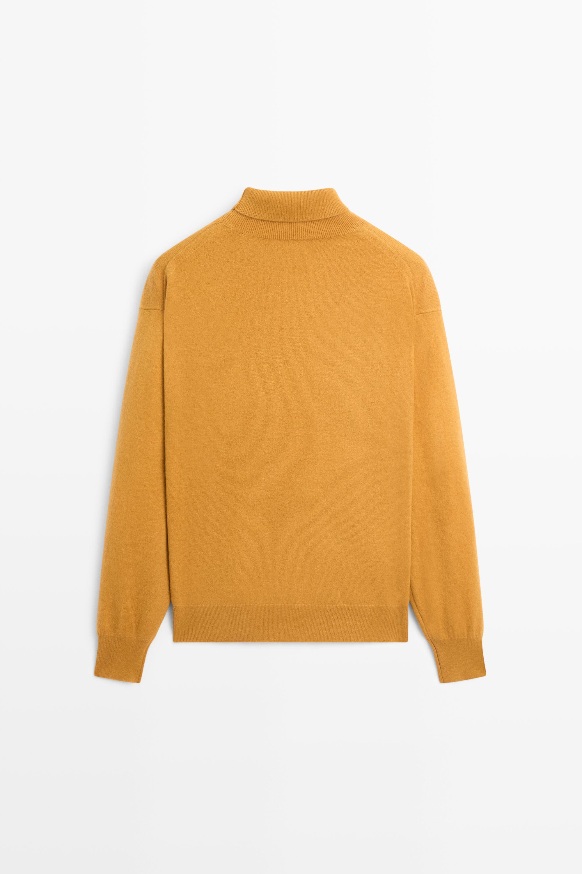 100% cashmere high neck knit sweater - OIL