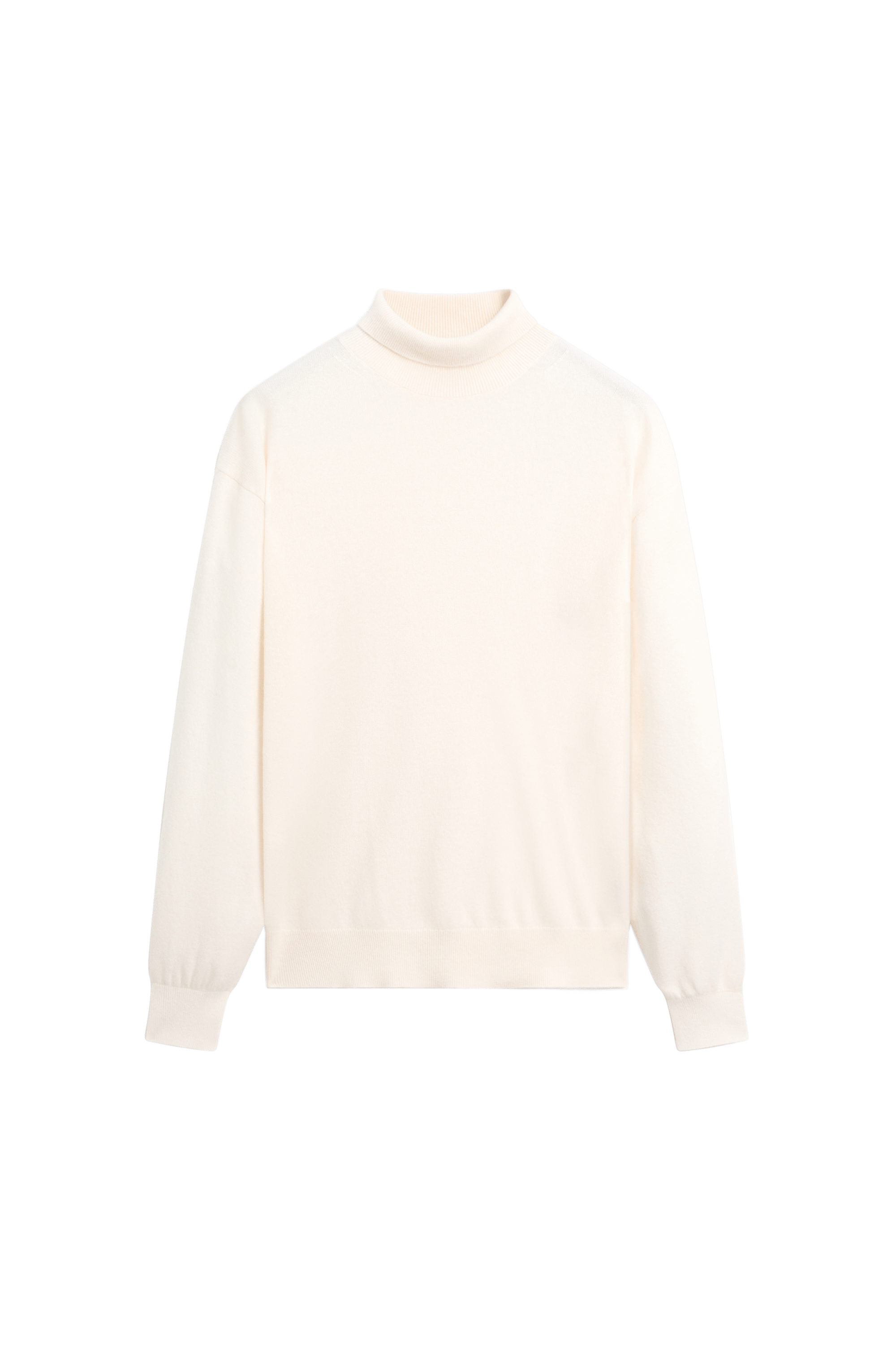 100% cashmere high neck knit sweater - CREAM