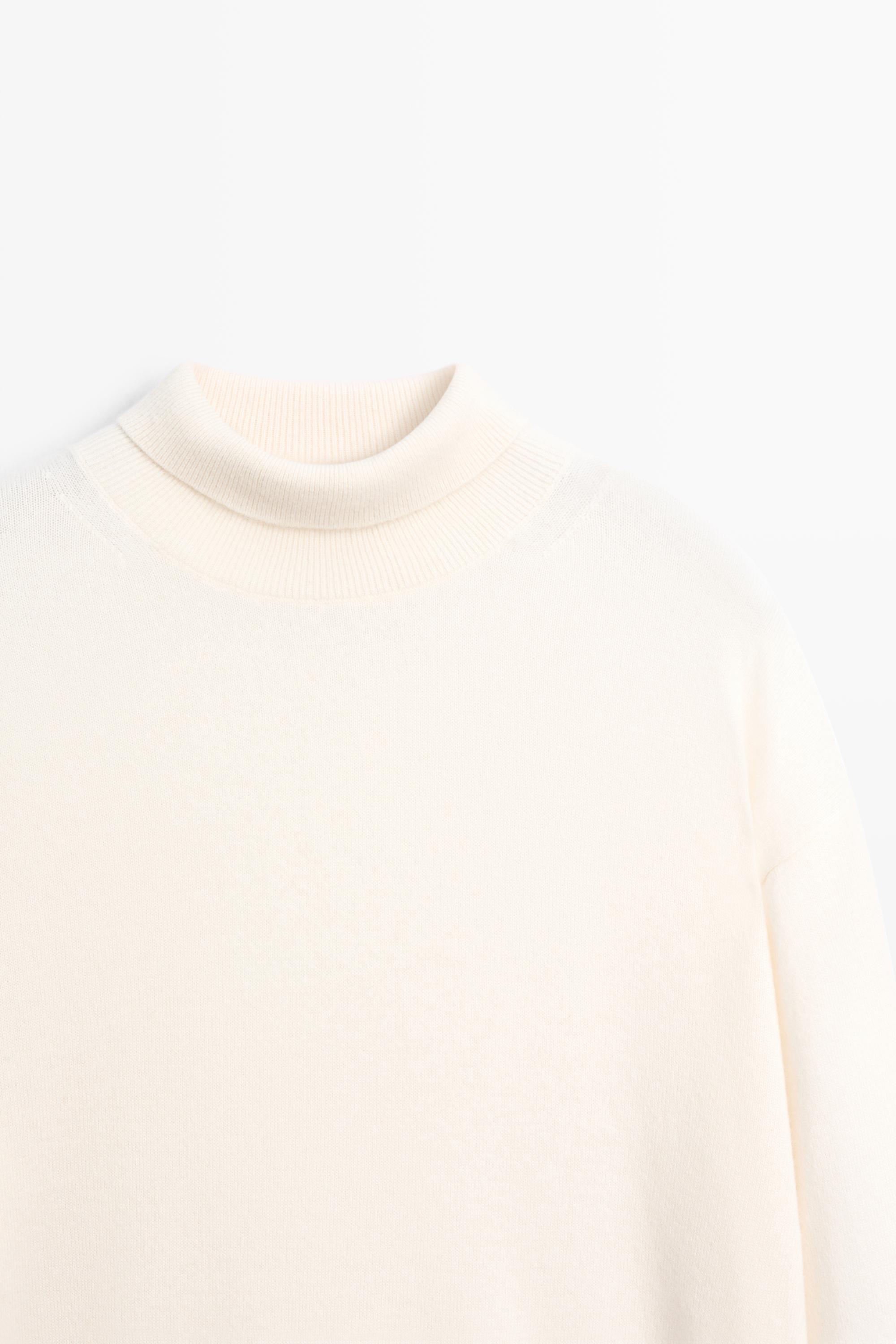 100% cashmere high neck knit sweater - CREAM