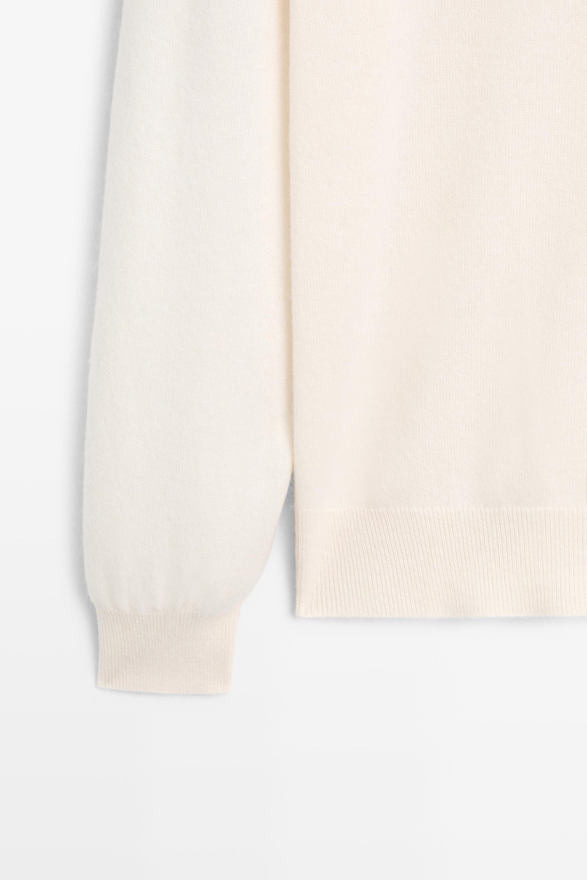 100% cashmere high neck knit sweater - CREAM