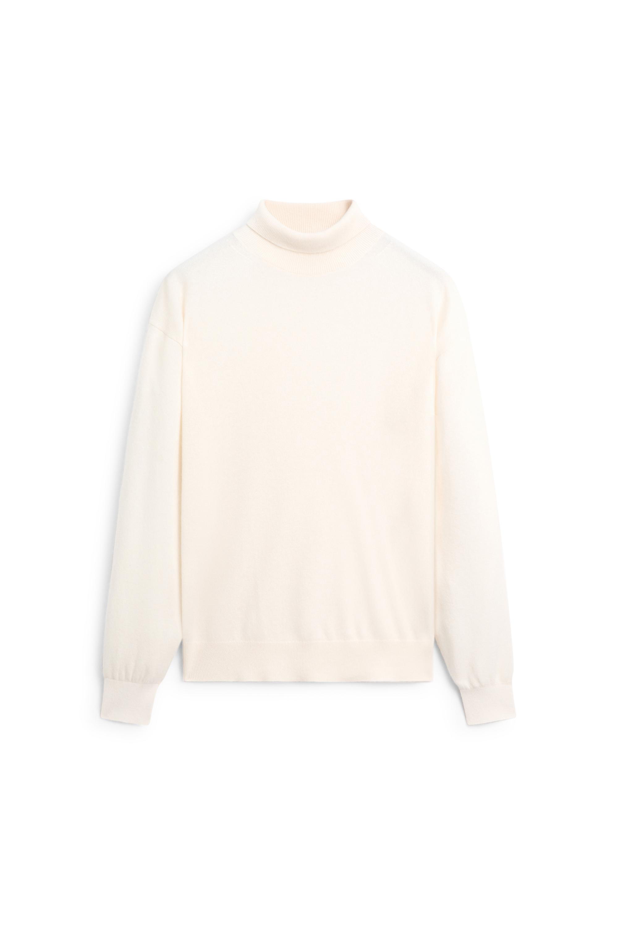 100% cashmere high neck knit sweater - CREAM