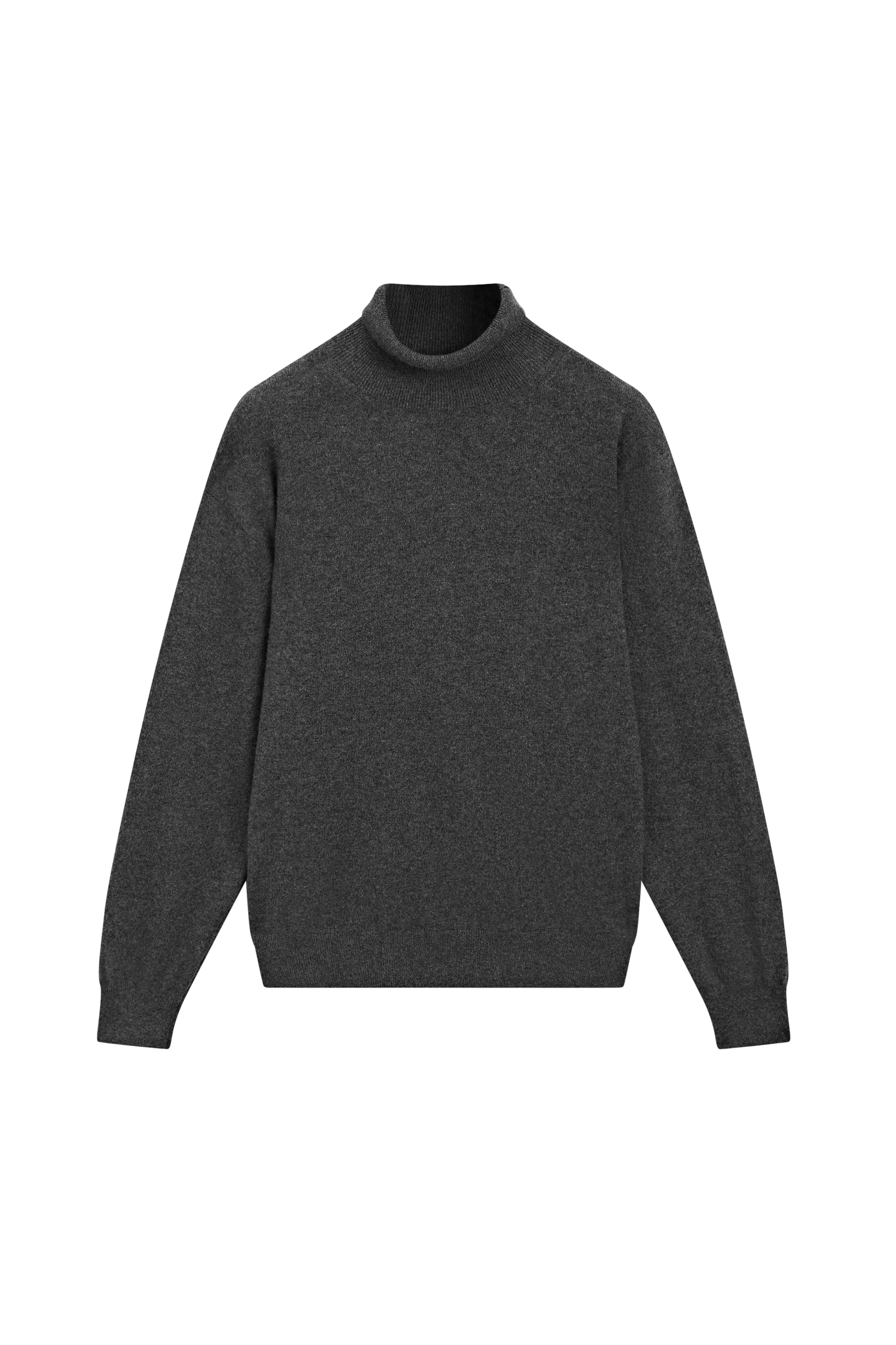 100% cashmere high neck knit sweater - ANTHRACITE GREY