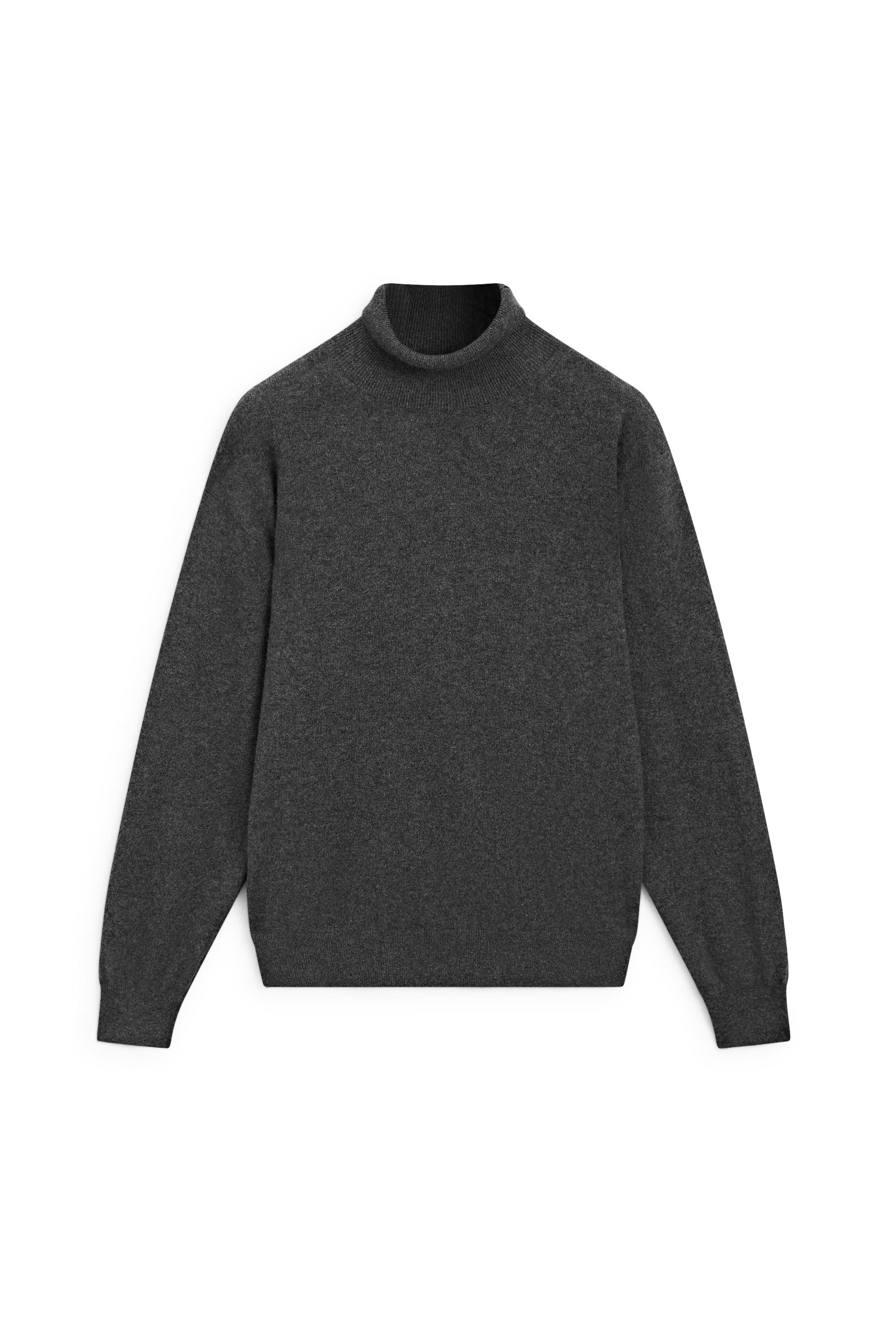100% cashmere high neck knit sweater - ANTHRACITE GREY