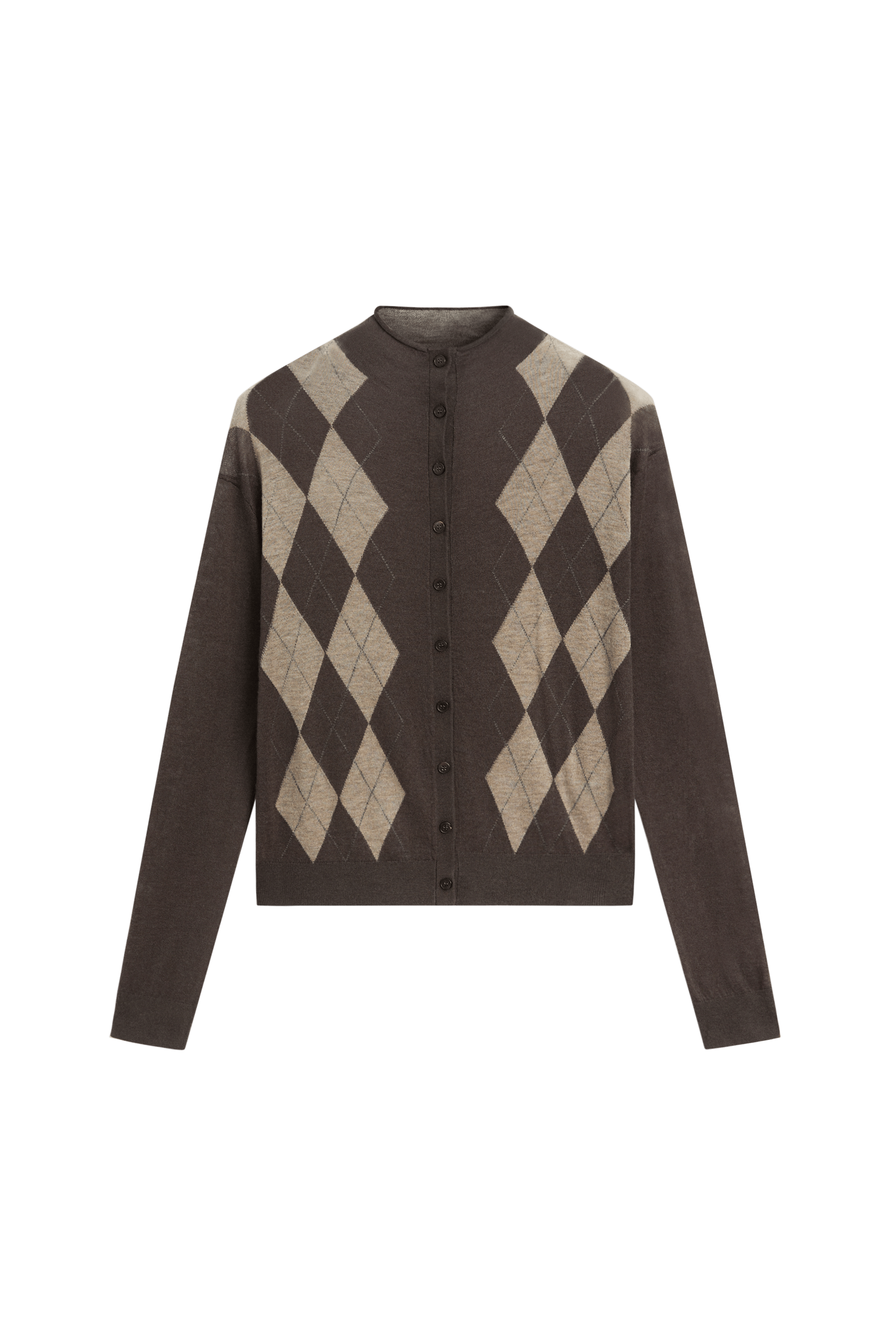 100% wool argyle knit cardigan - GREY