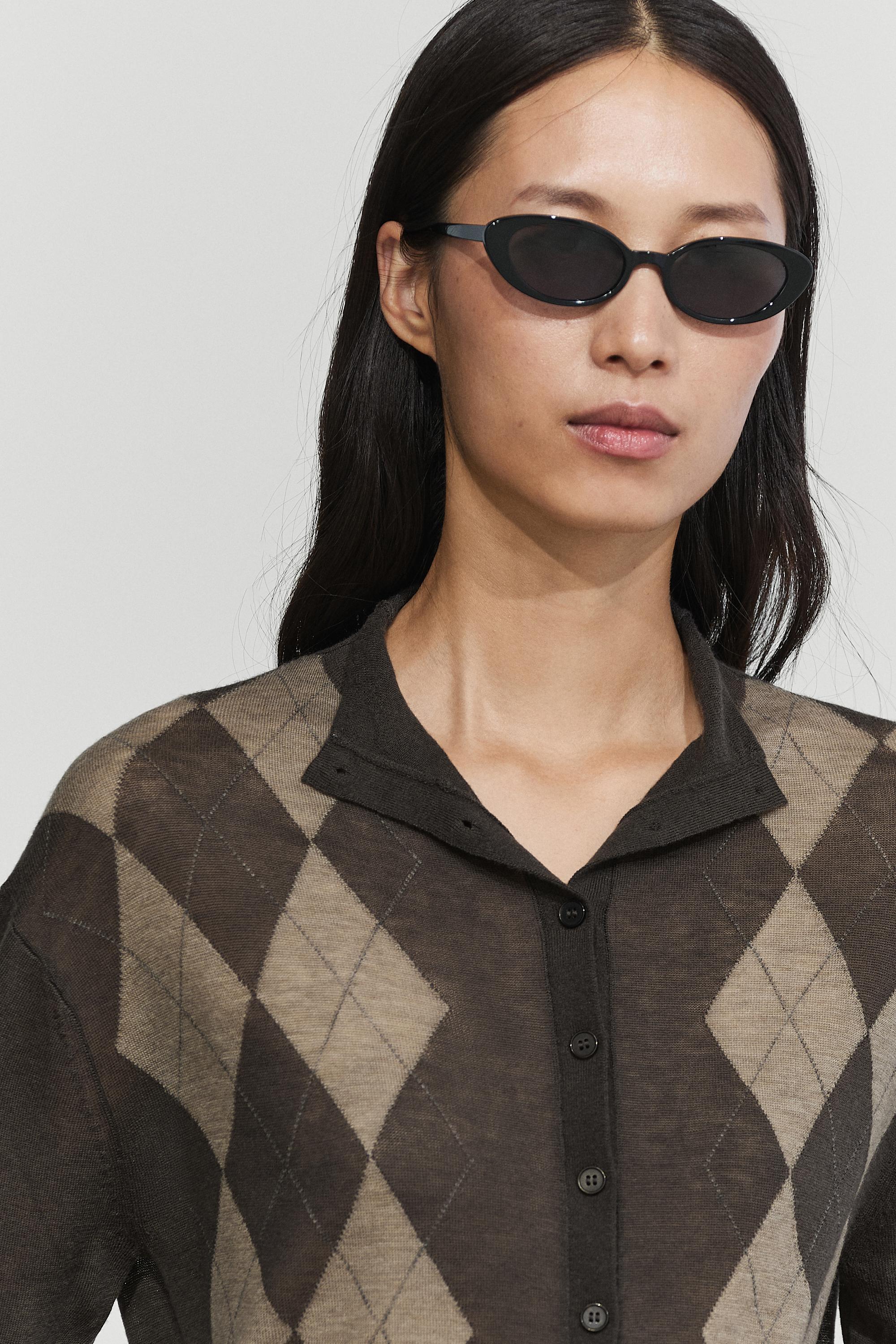 100% wool argyle knit cardigan - GREY