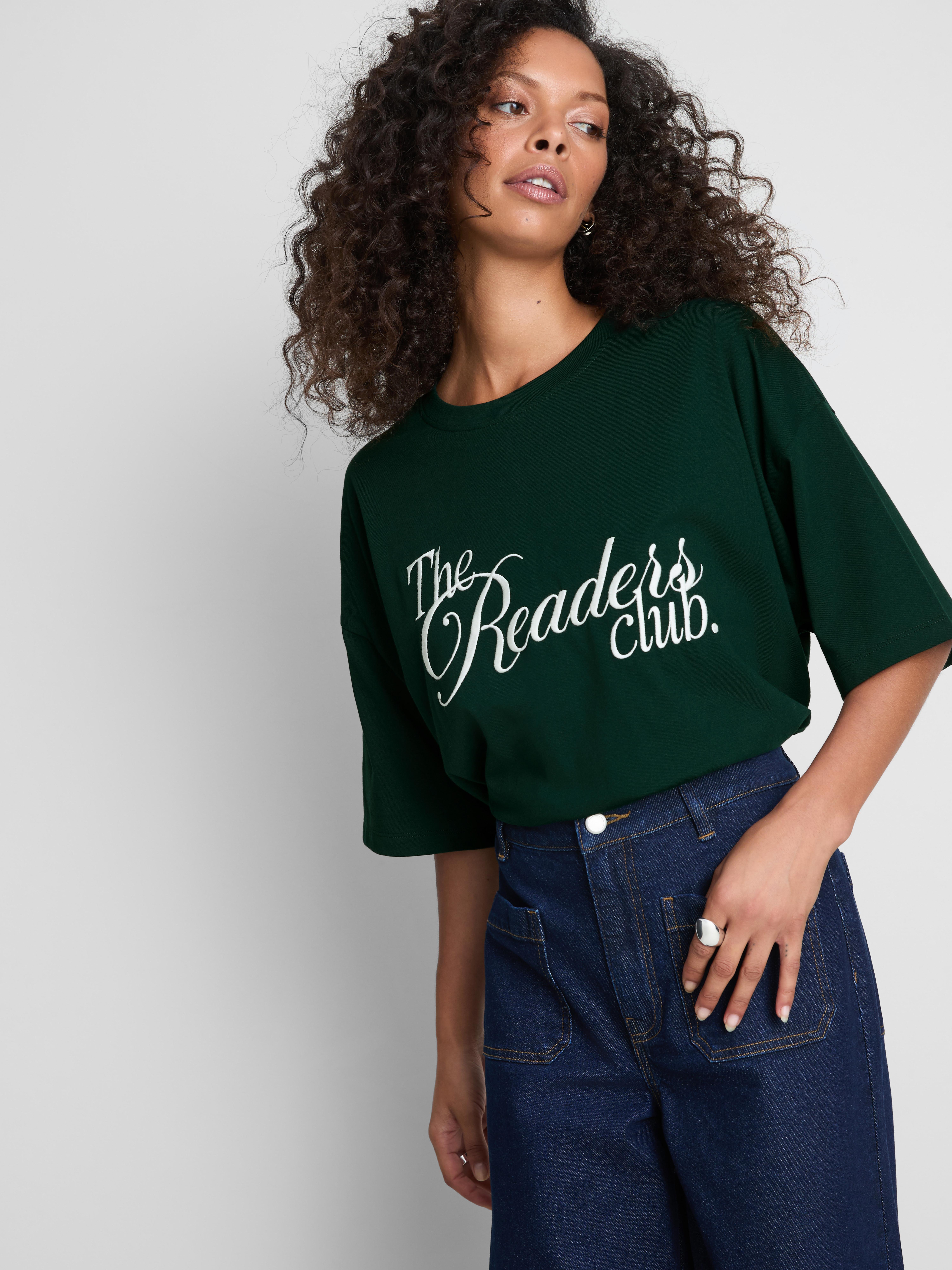 Paula Echevarría Oversized Slogan Tee - Dark Green