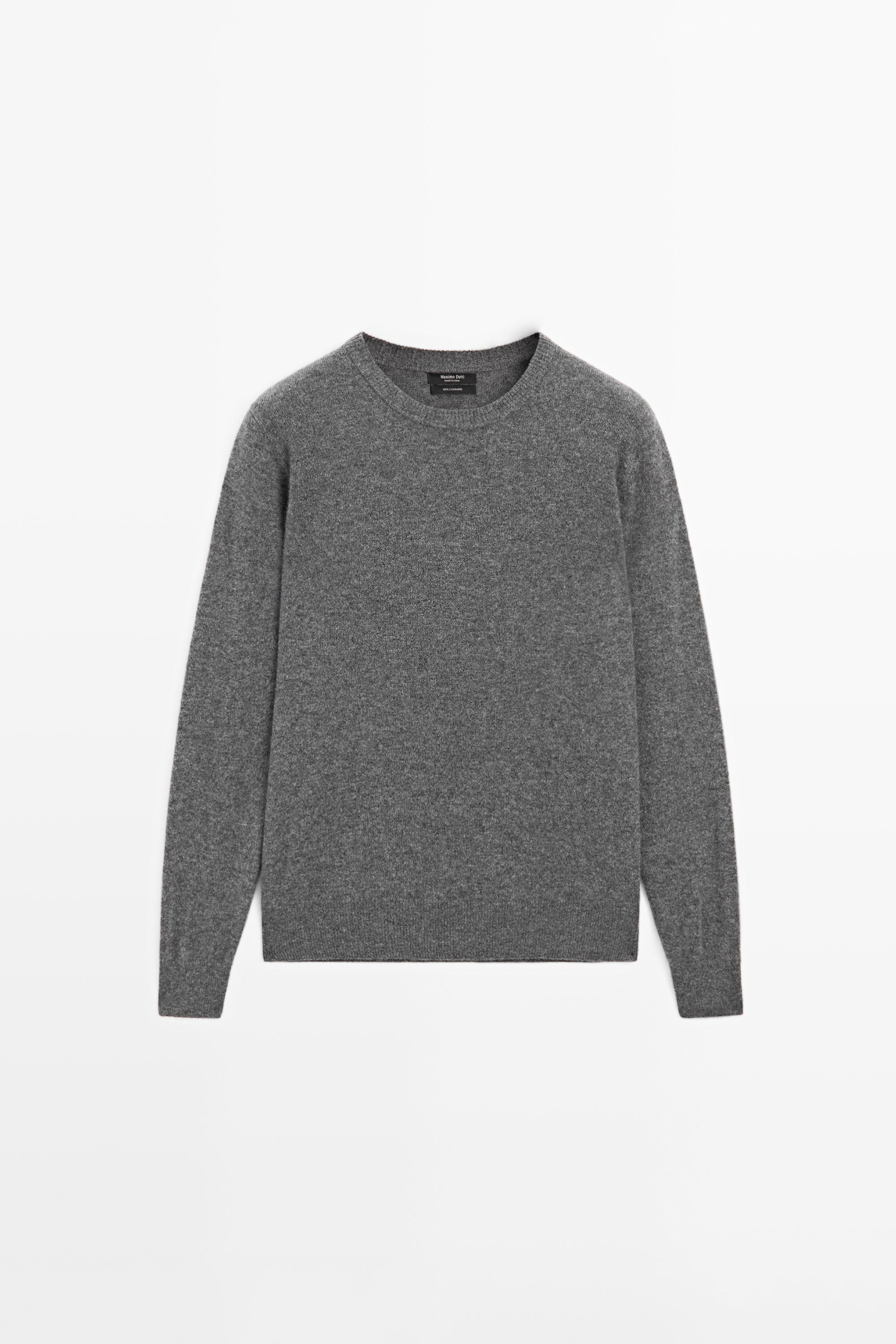 100% cashmere long sleeve sweater - GREY