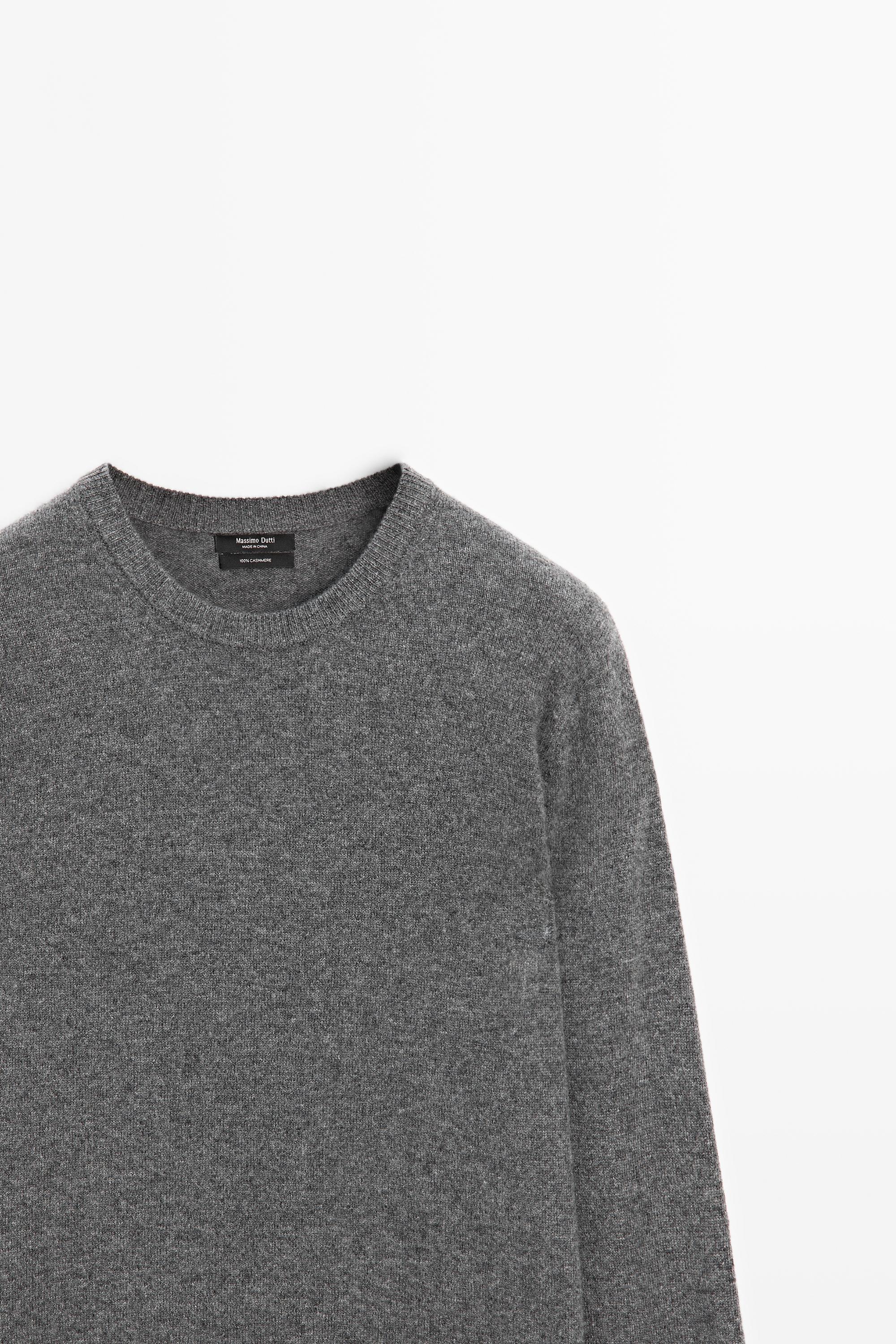 100% cashmere long sleeve sweater - GREY