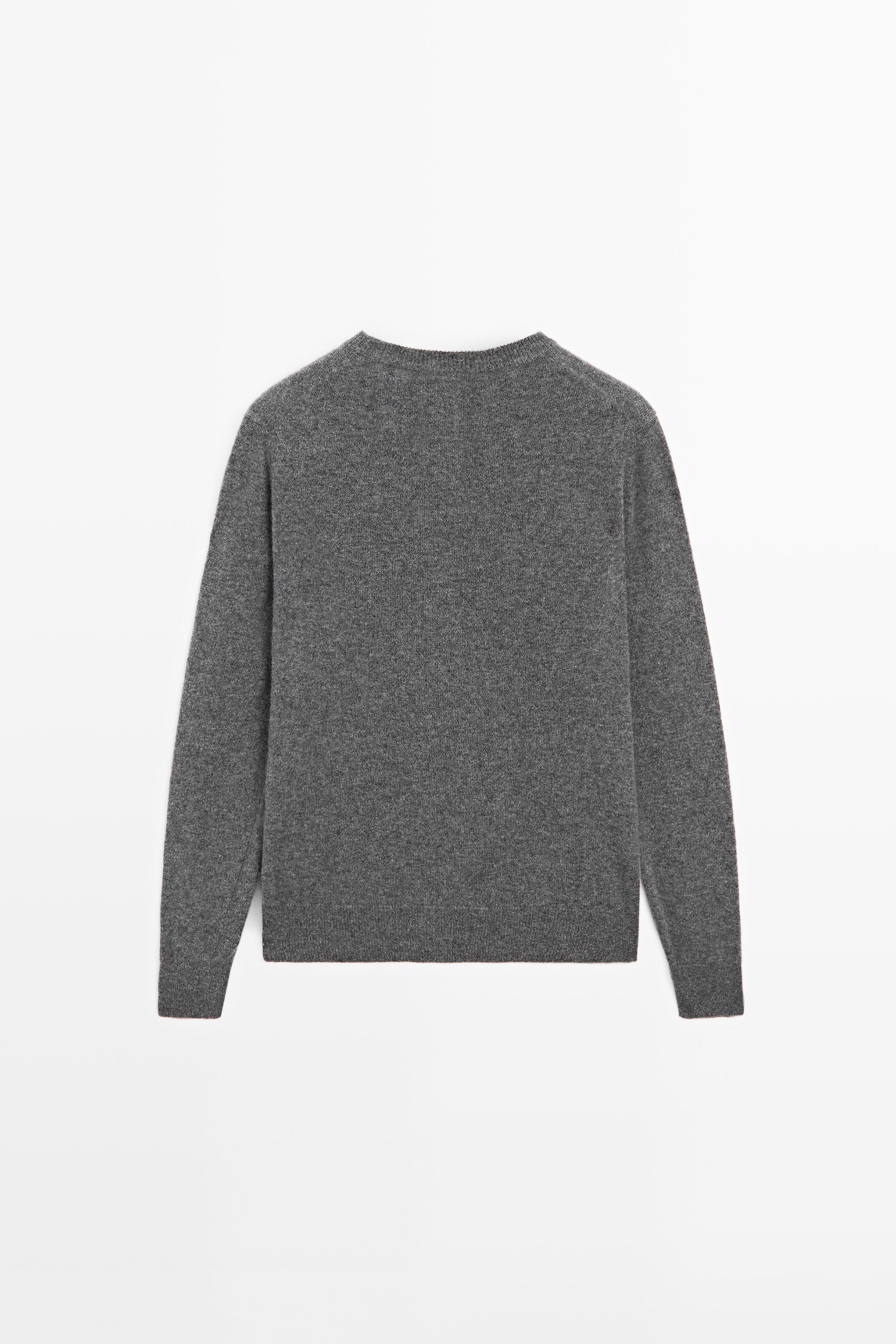 100% cashmere long sleeve sweater - GREY