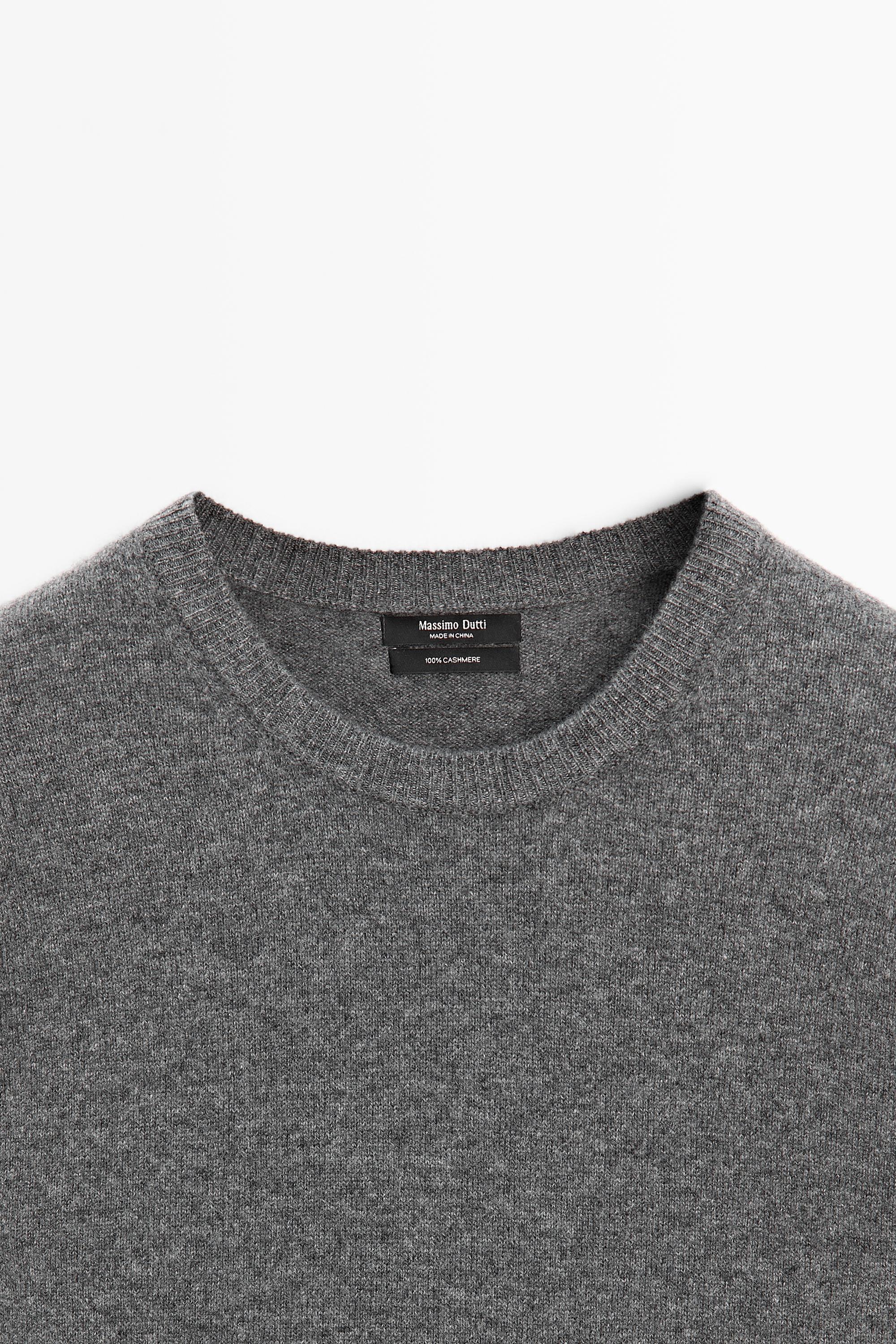 100% cashmere long sleeve sweater - GREY
