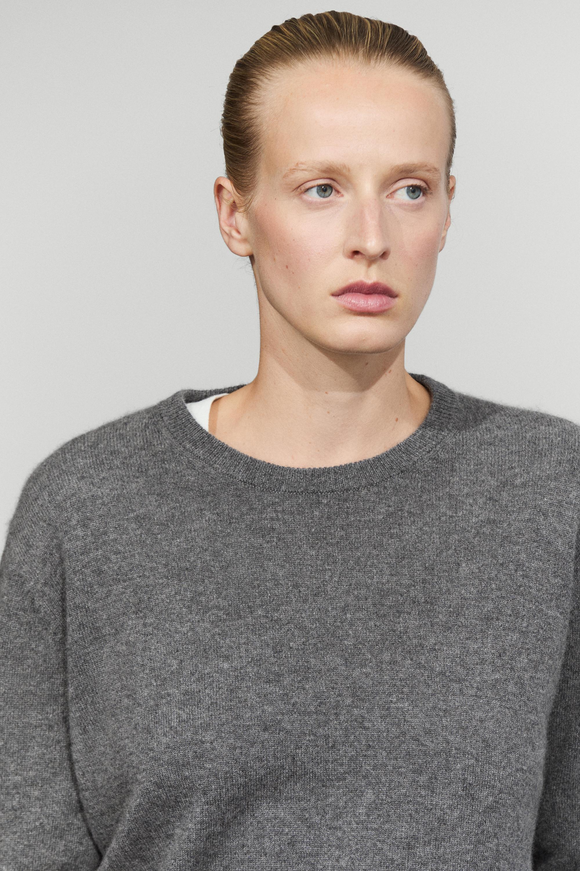 100% cashmere long sleeve sweater - GREY