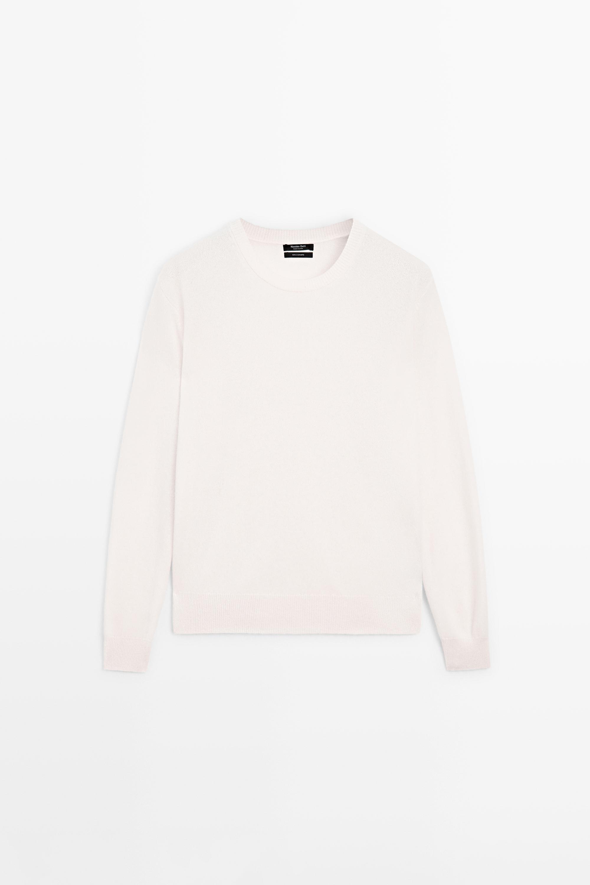100% cashmere long sleeve sweater - CREAM