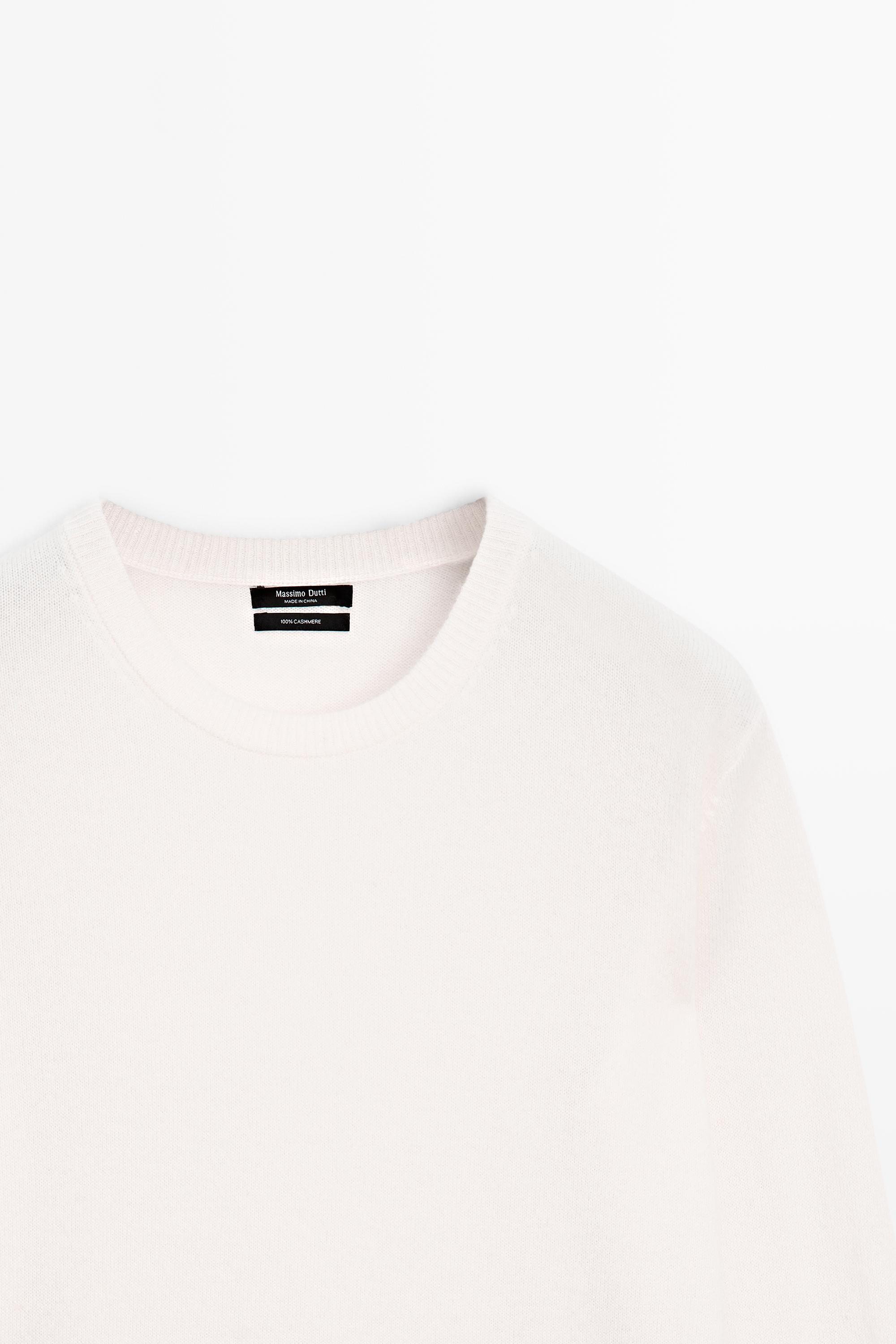 100% cashmere long sleeve sweater - CREAM