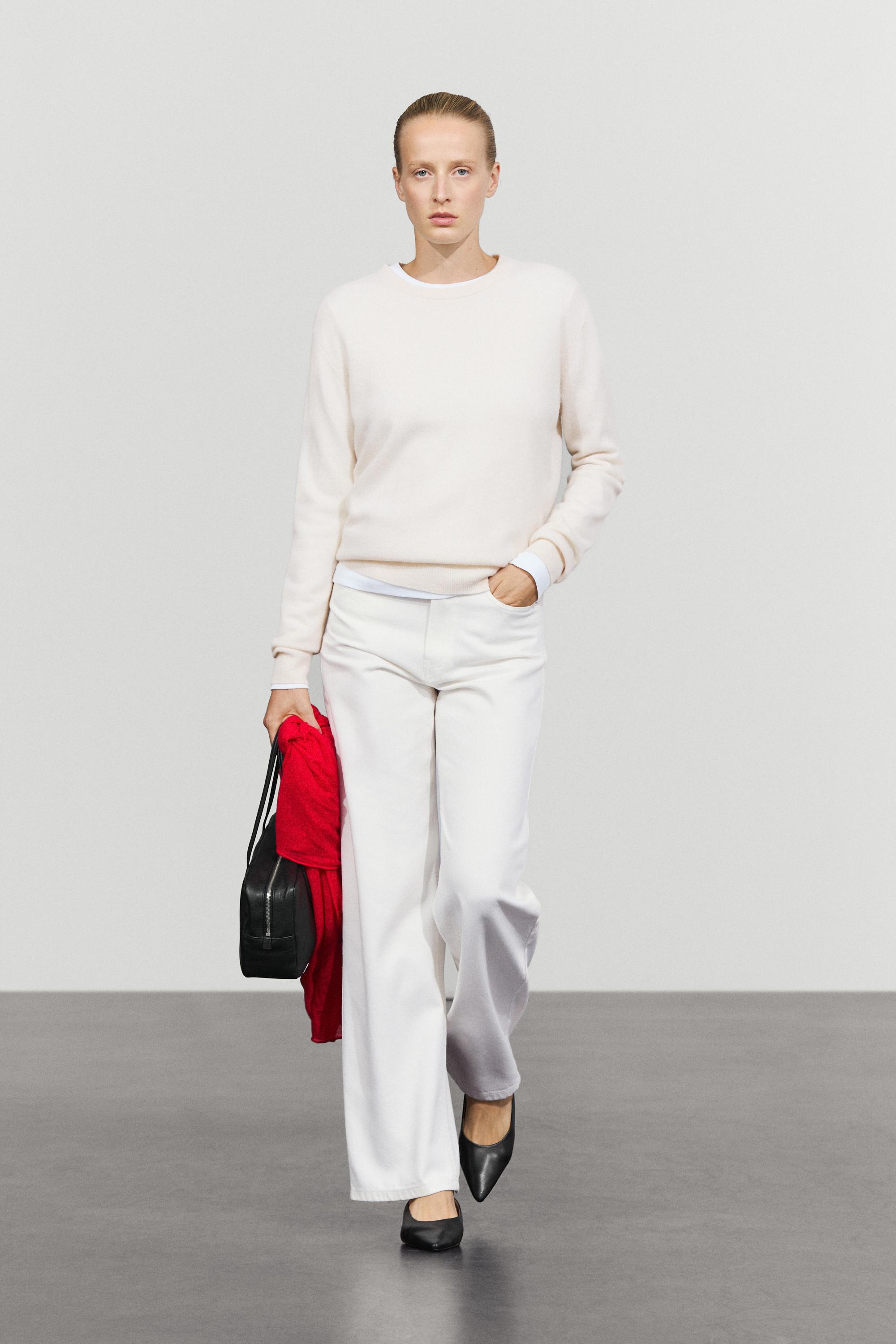 100% cashmere long sleeve sweater - CREAM