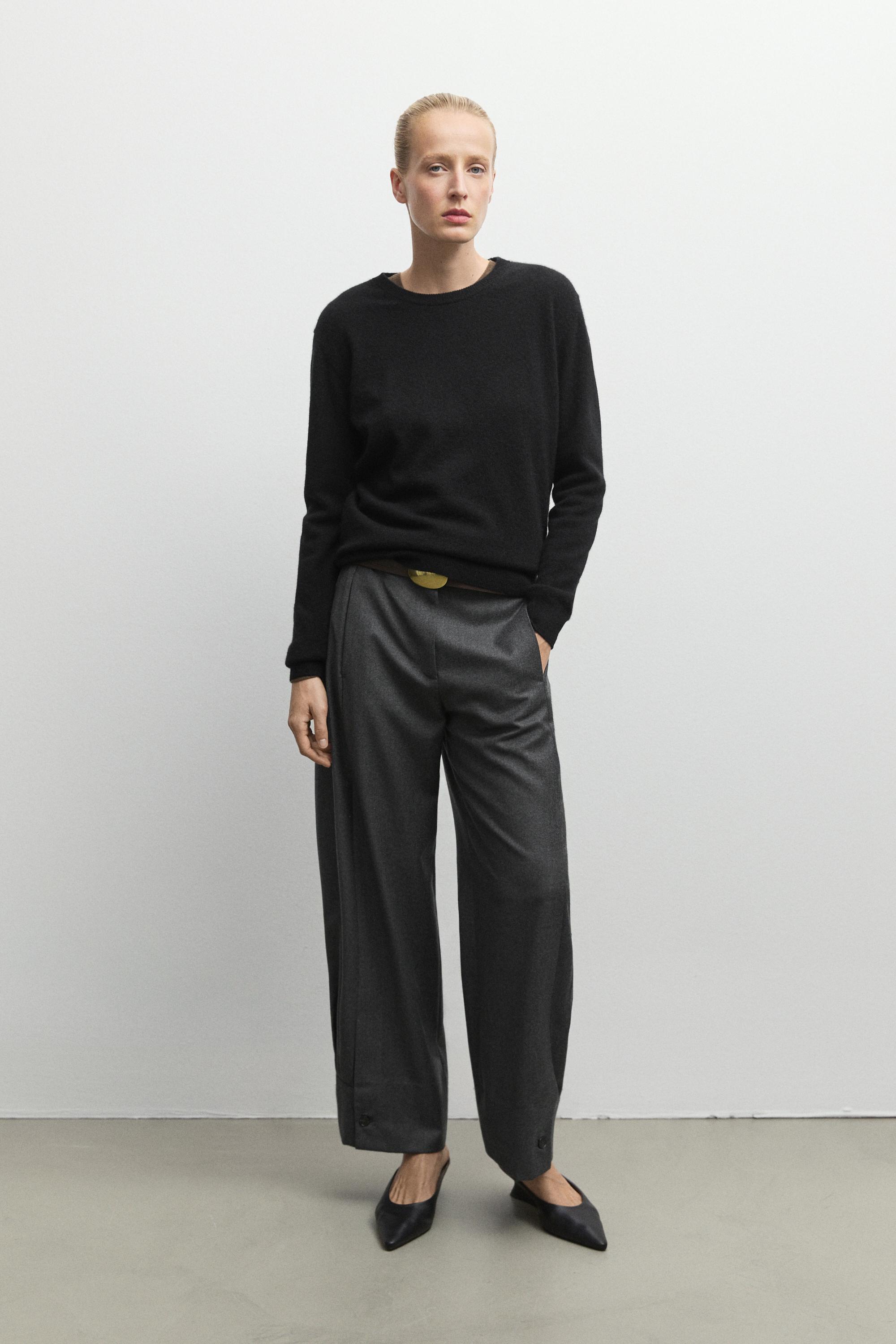 100% cashmere long sleeve sweater - BLACK