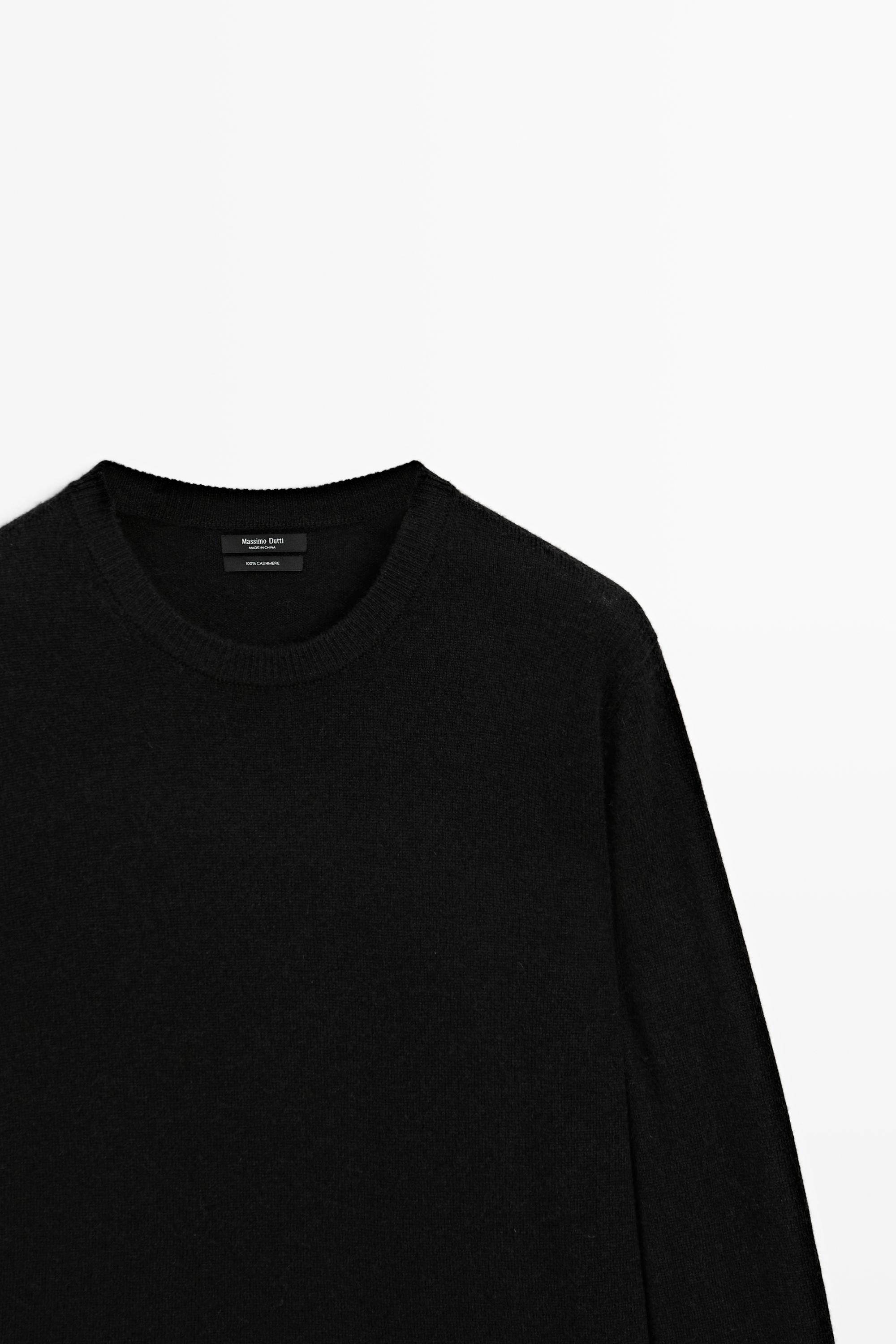 100% cashmere long sleeve sweater - BLACK
