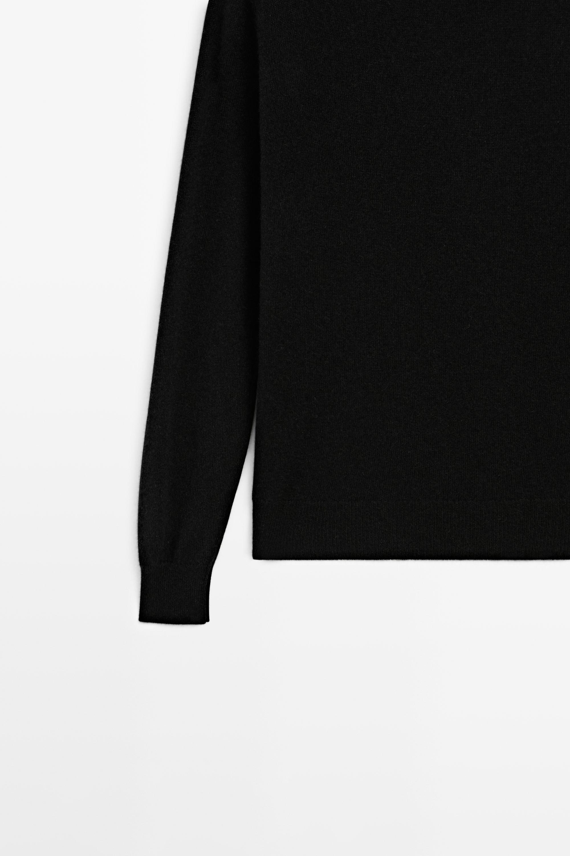 100% cashmere long sleeve sweater - BLACK