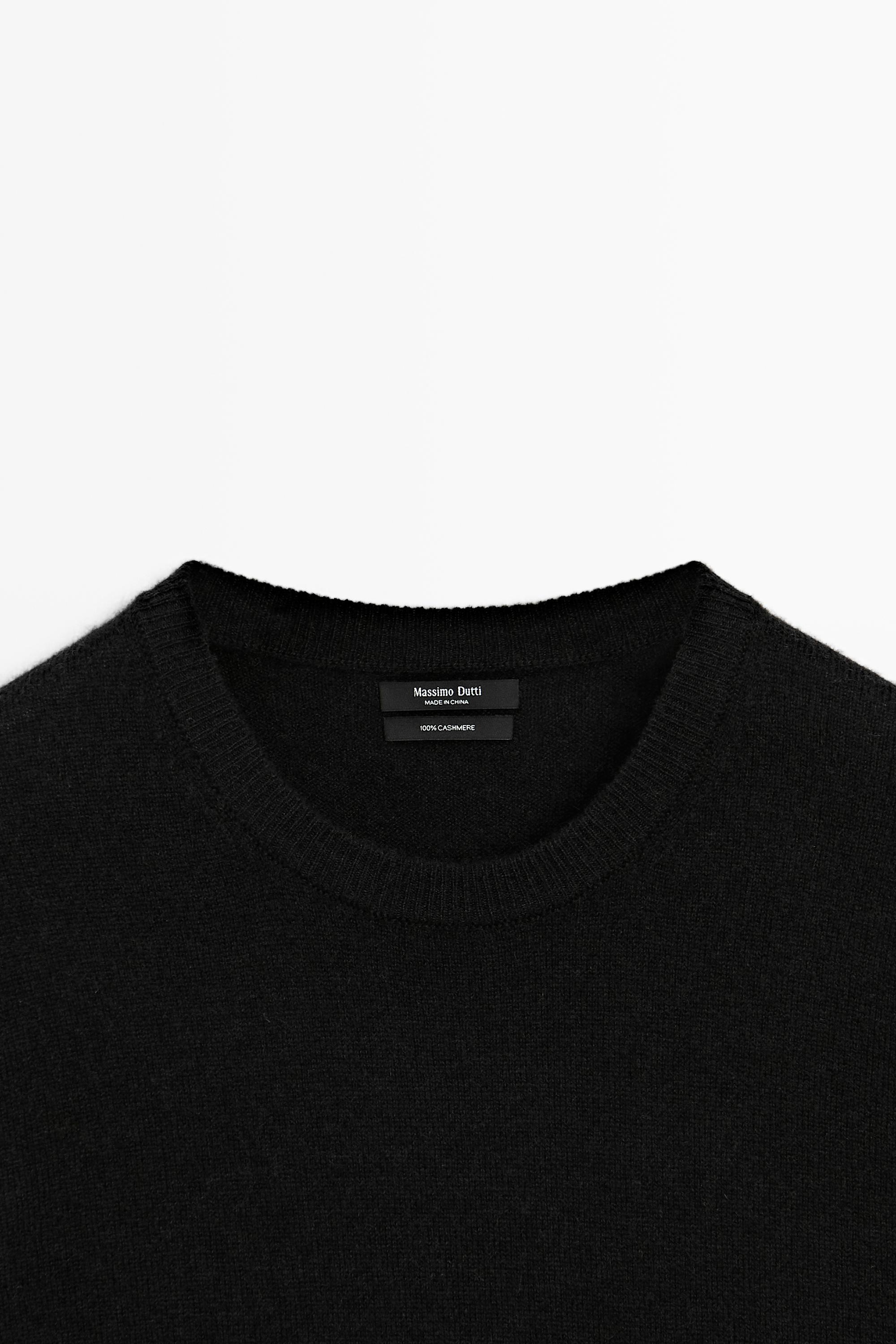 100% cashmere long sleeve sweater - BLACK