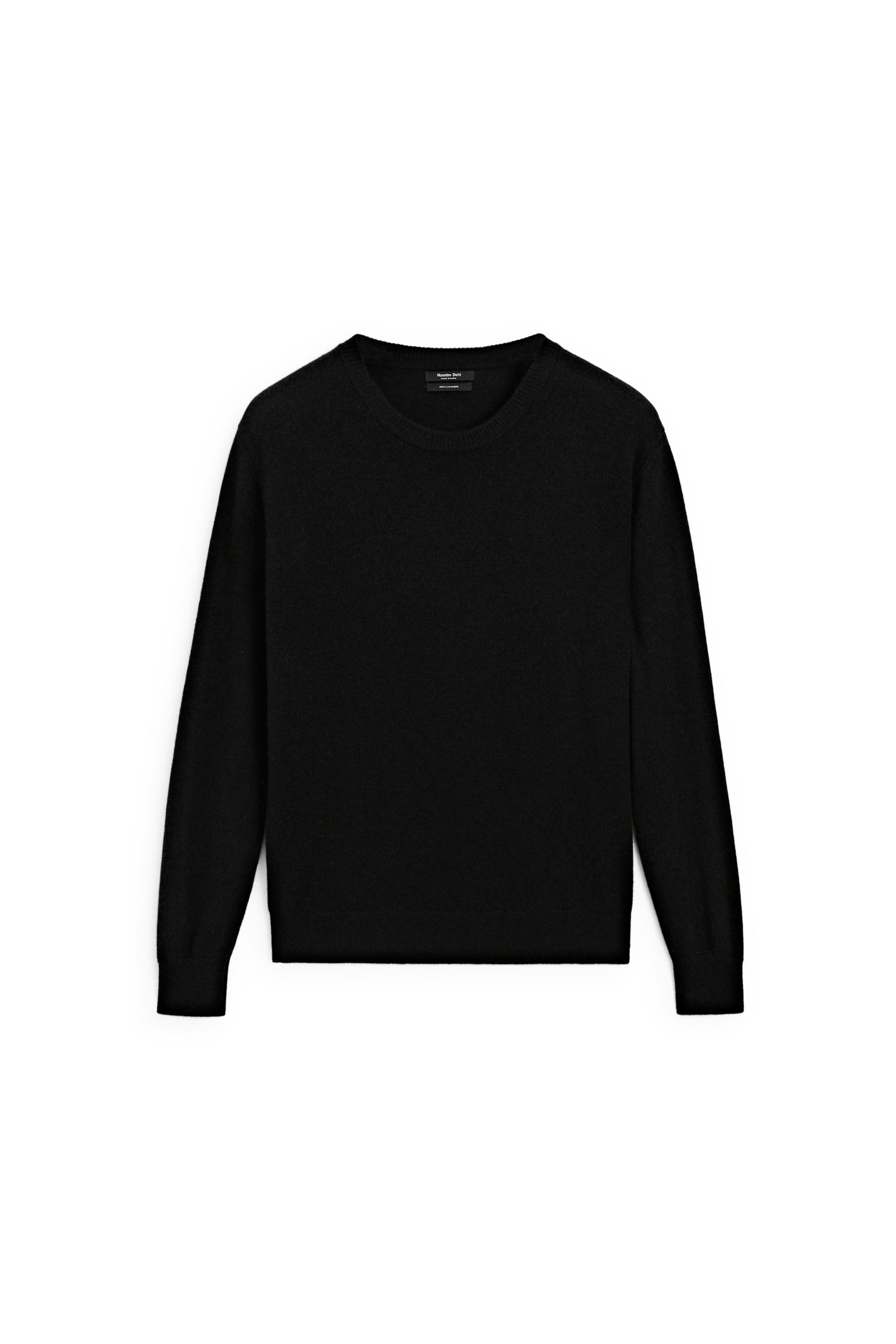 100% cashmere long sleeve sweater - BLACK