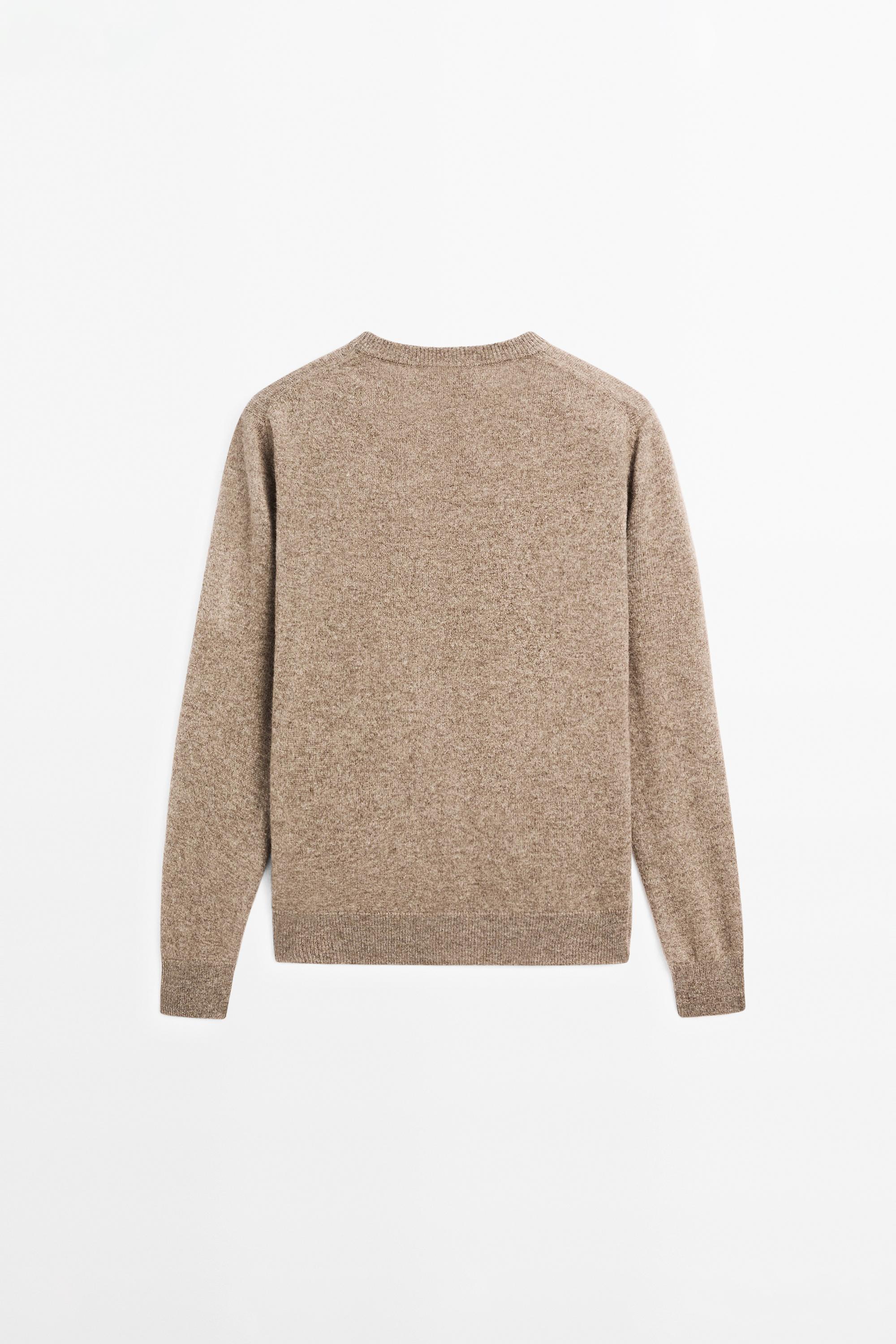 100% cashmere long sleeve sweater - MOLE BROWN
