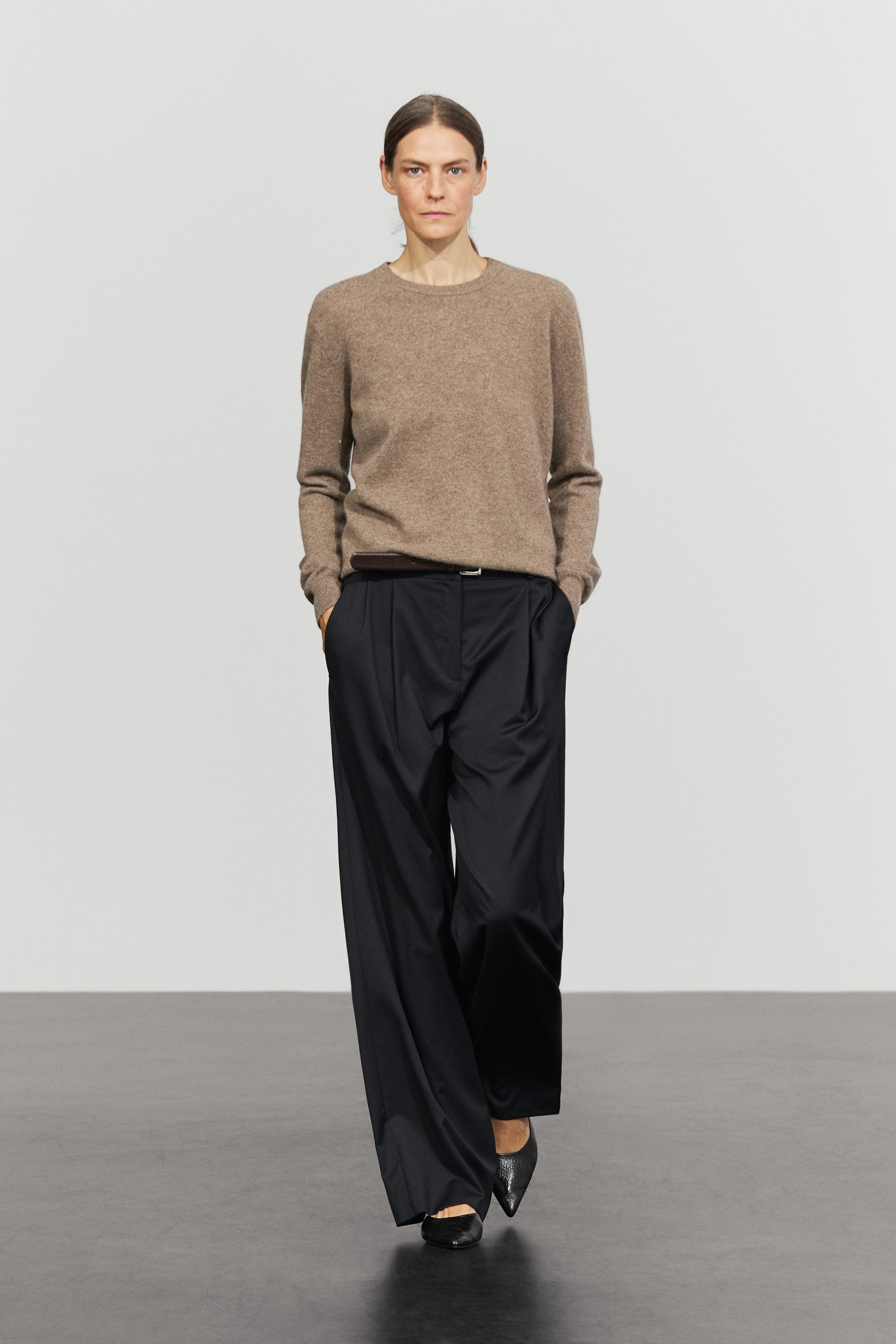 100% cashmere long sleeve sweater - MOLE BROWN