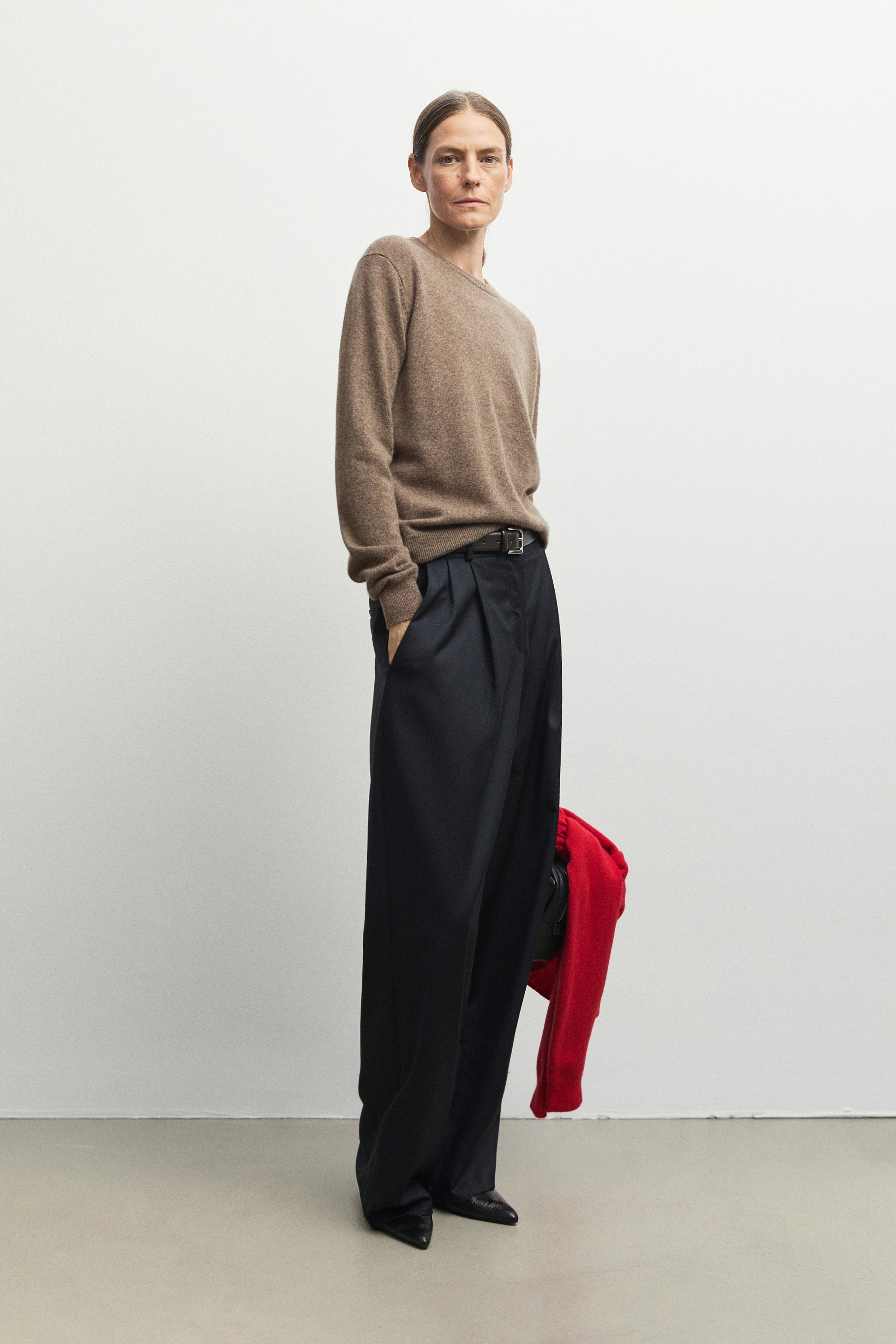 100% cashmere long sleeve sweater - MOLE BROWN