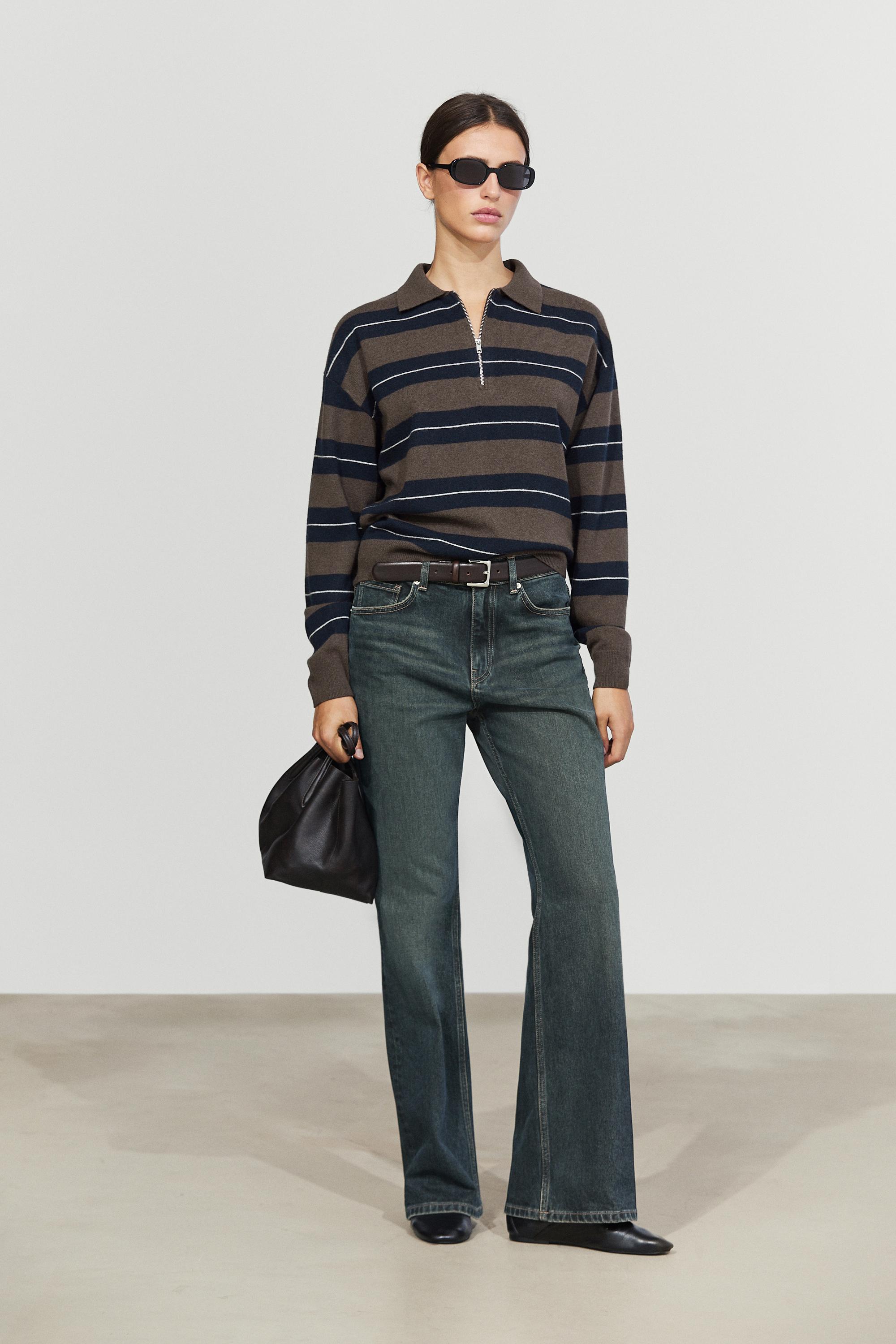 100% wool zip polo sweater - NAVY BLUE
