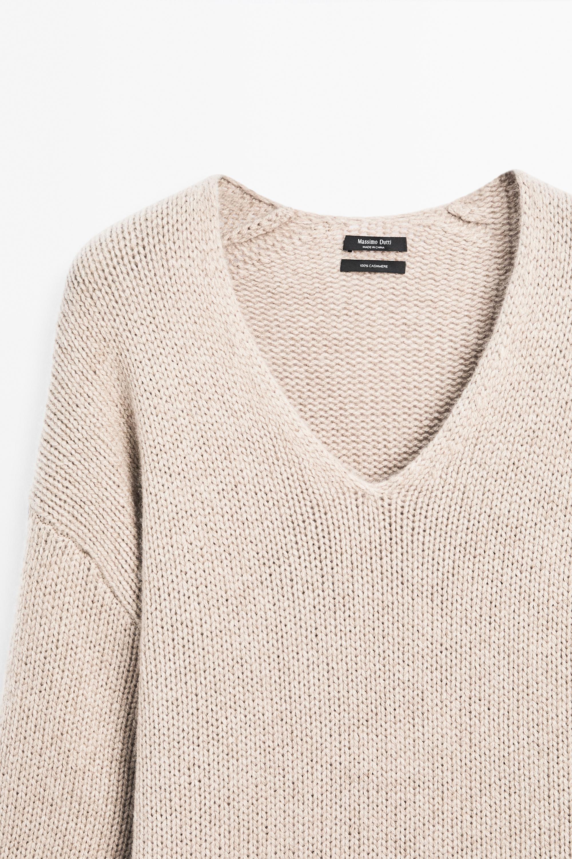100% cashmere V-neck sweater - MINK