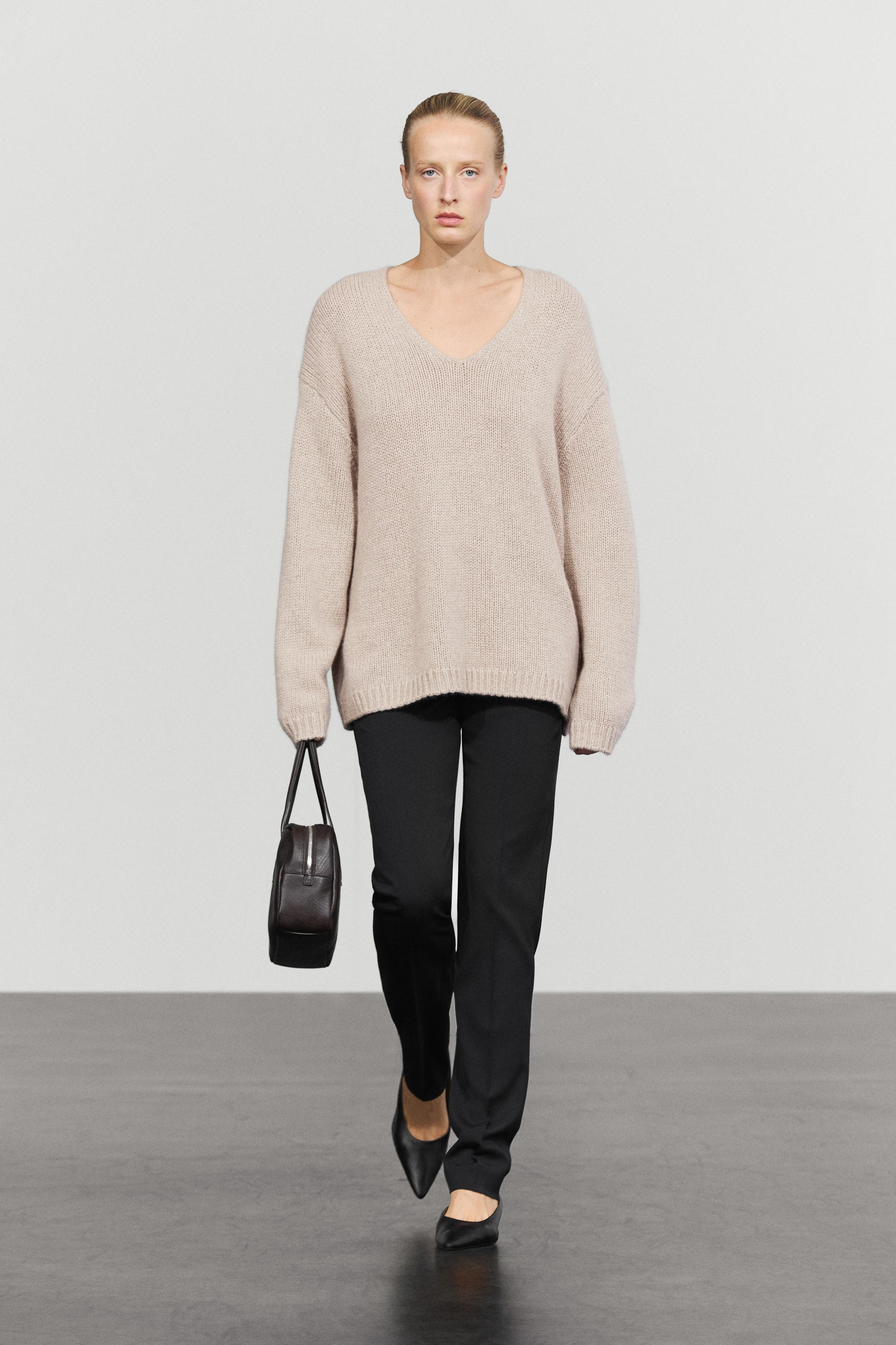 100% cashmere V-neck sweater - MINK
