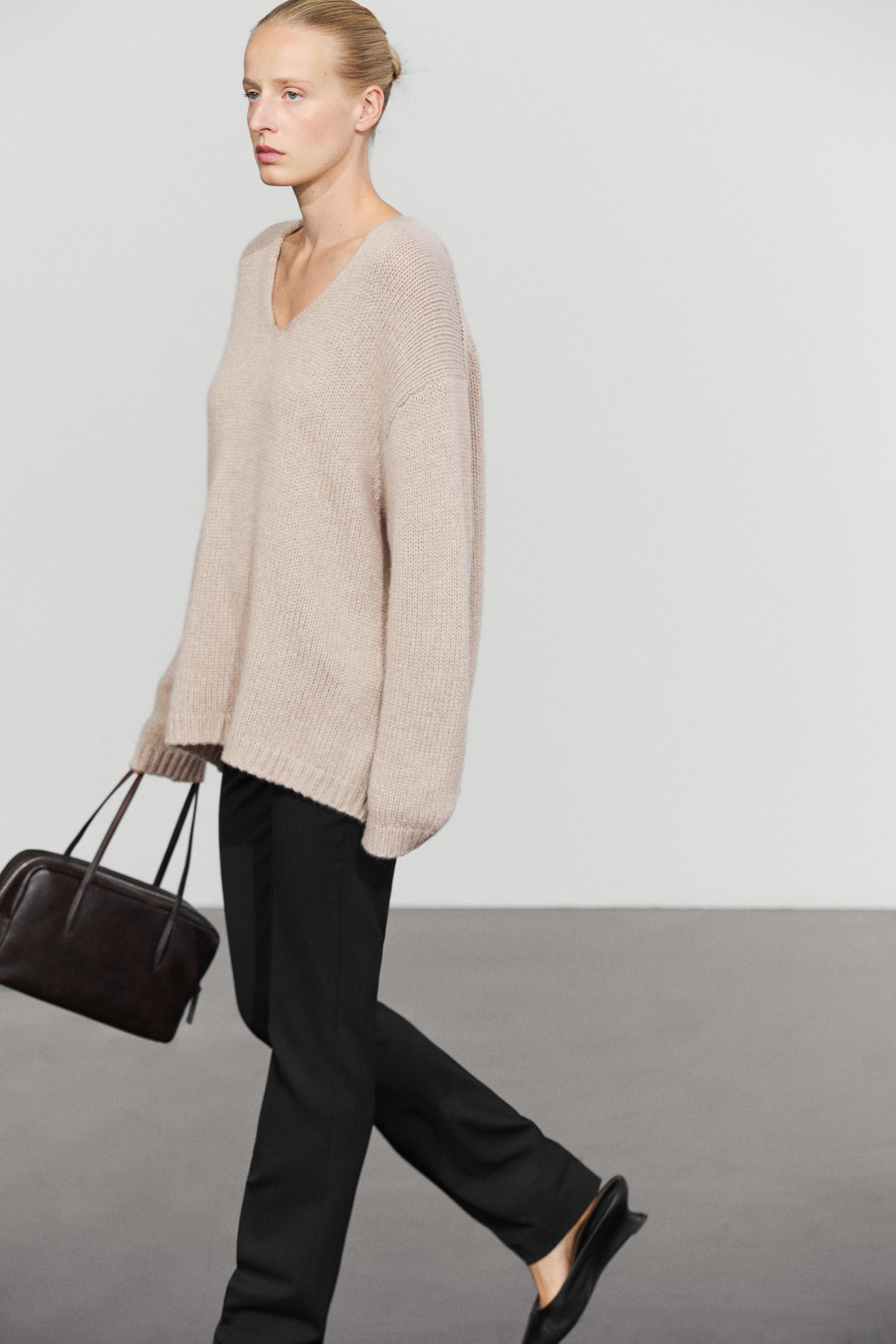 100% cashmere V-neck sweater - MINK