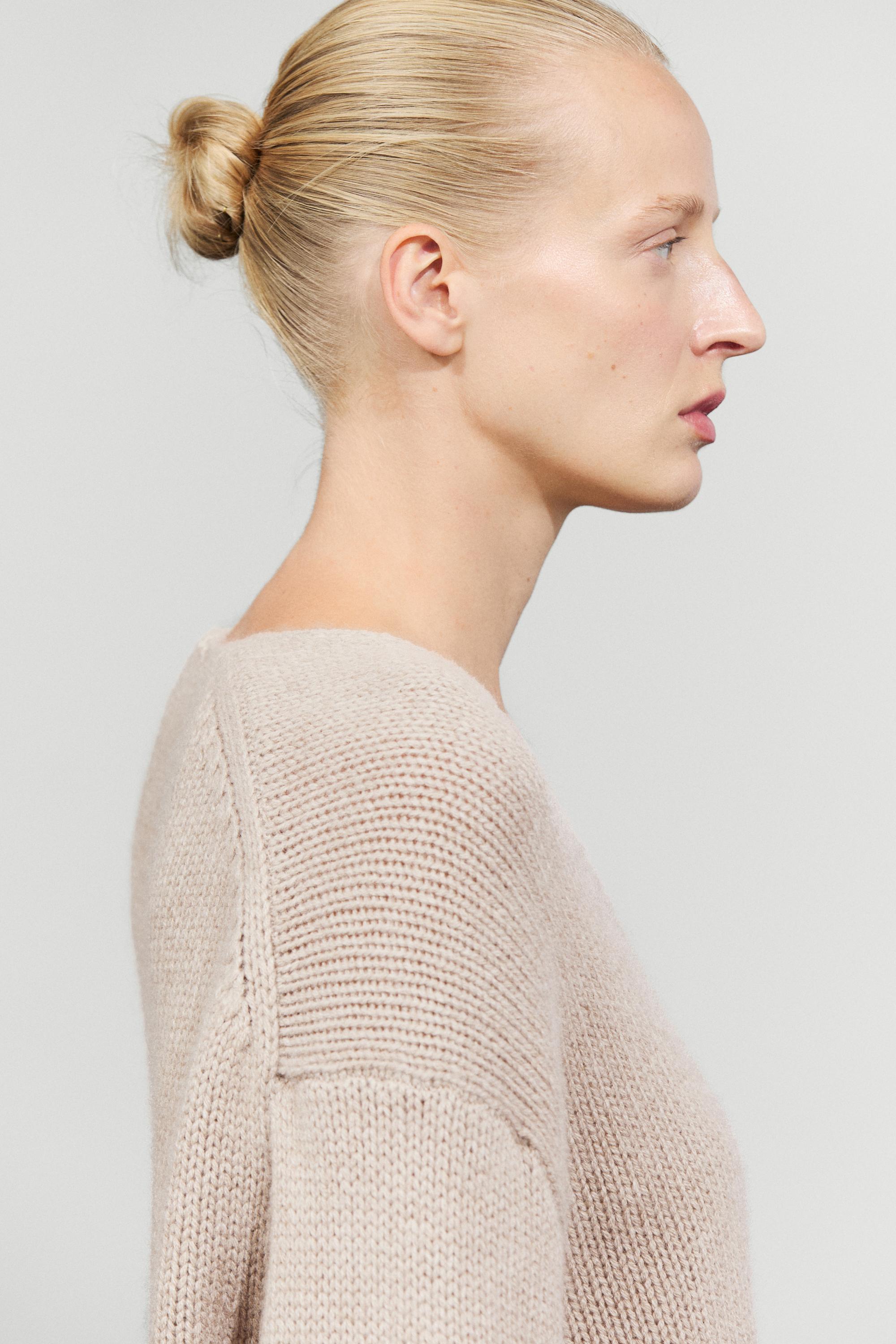 100% cashmere V-neck sweater - MINK