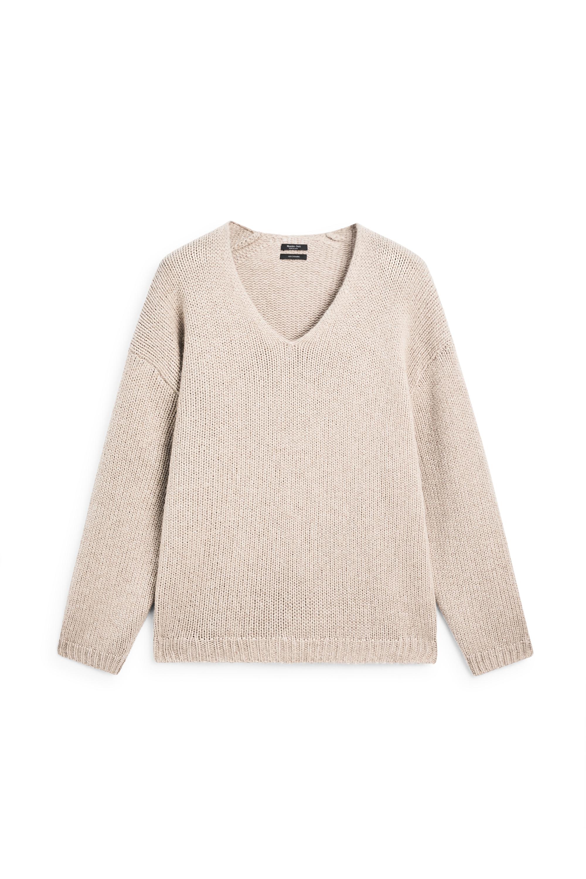 100% cashmere V-neck sweater - MINK