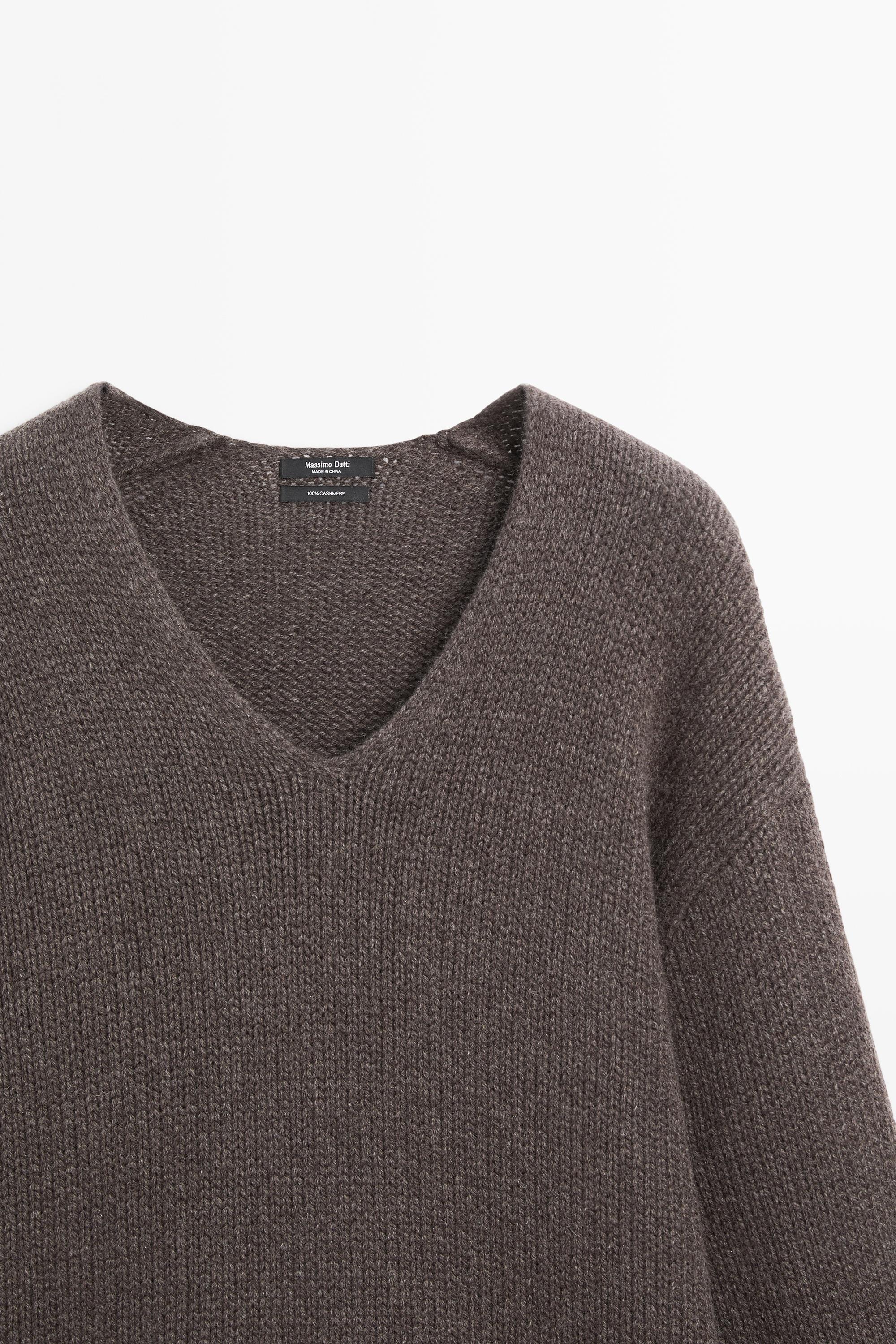 100% cashmere V-neck sweater - BROWN MARL