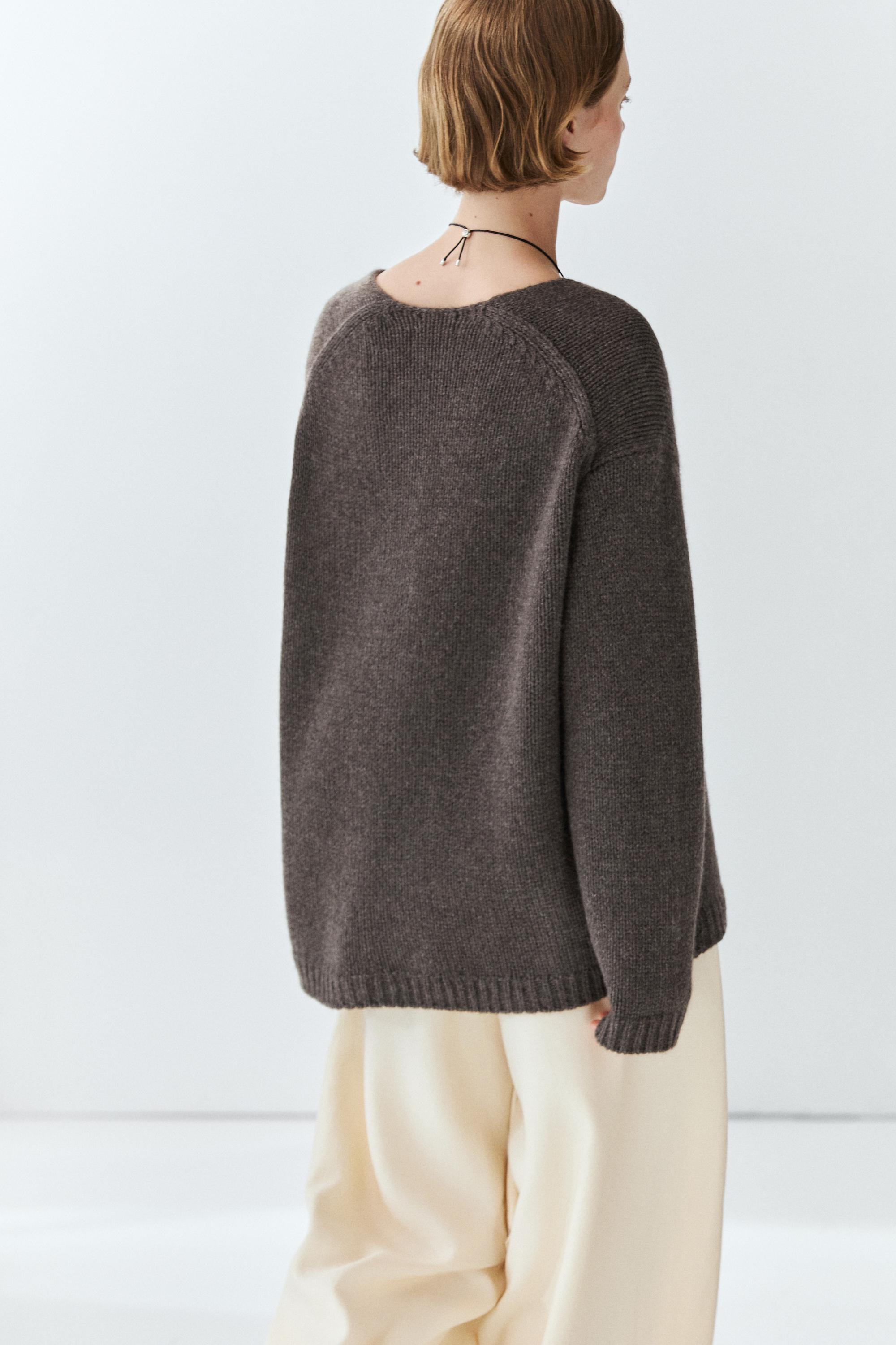 100% cashmere V-neck sweater - BROWN MARL