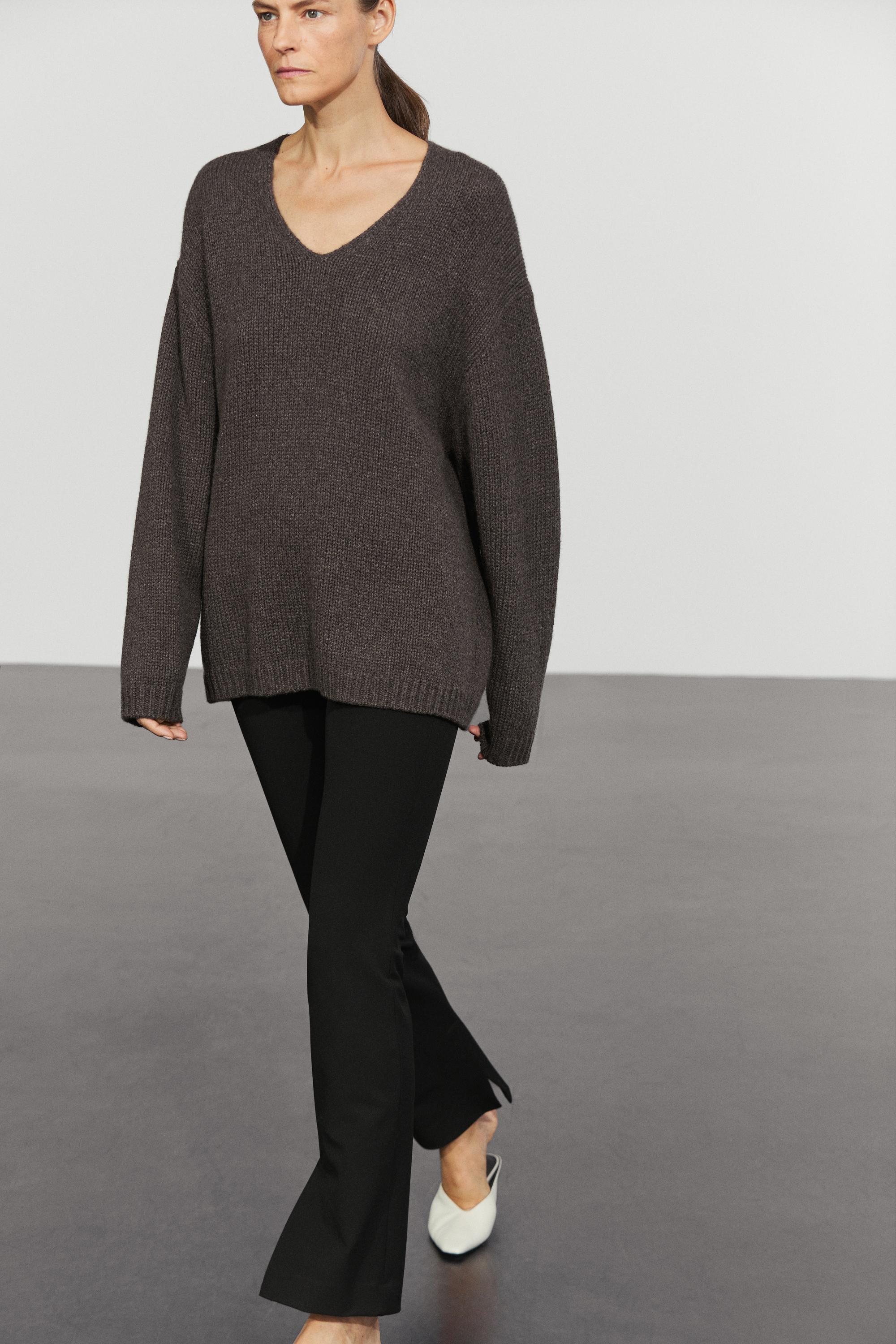 100% cashmere V-neck sweater - BROWN MARL