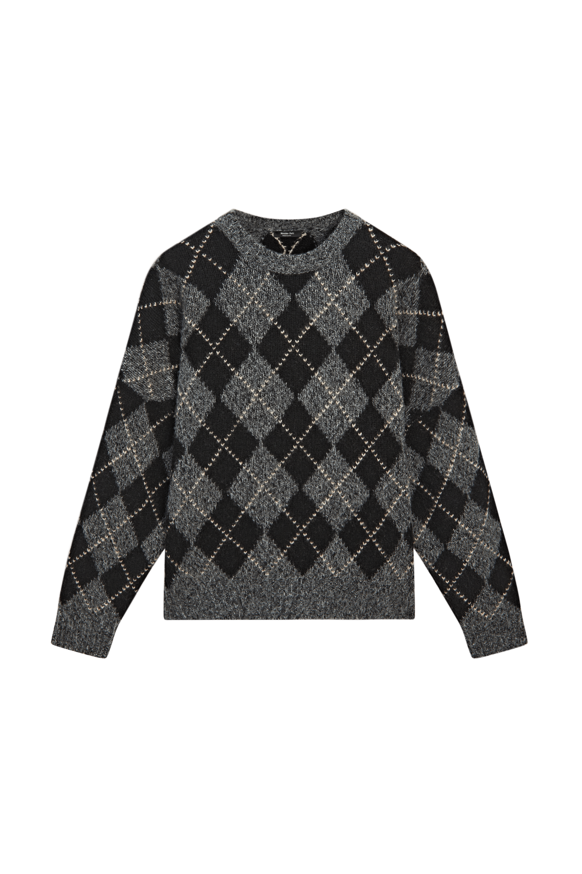 Argyle knit sweater with cashmere - GREY