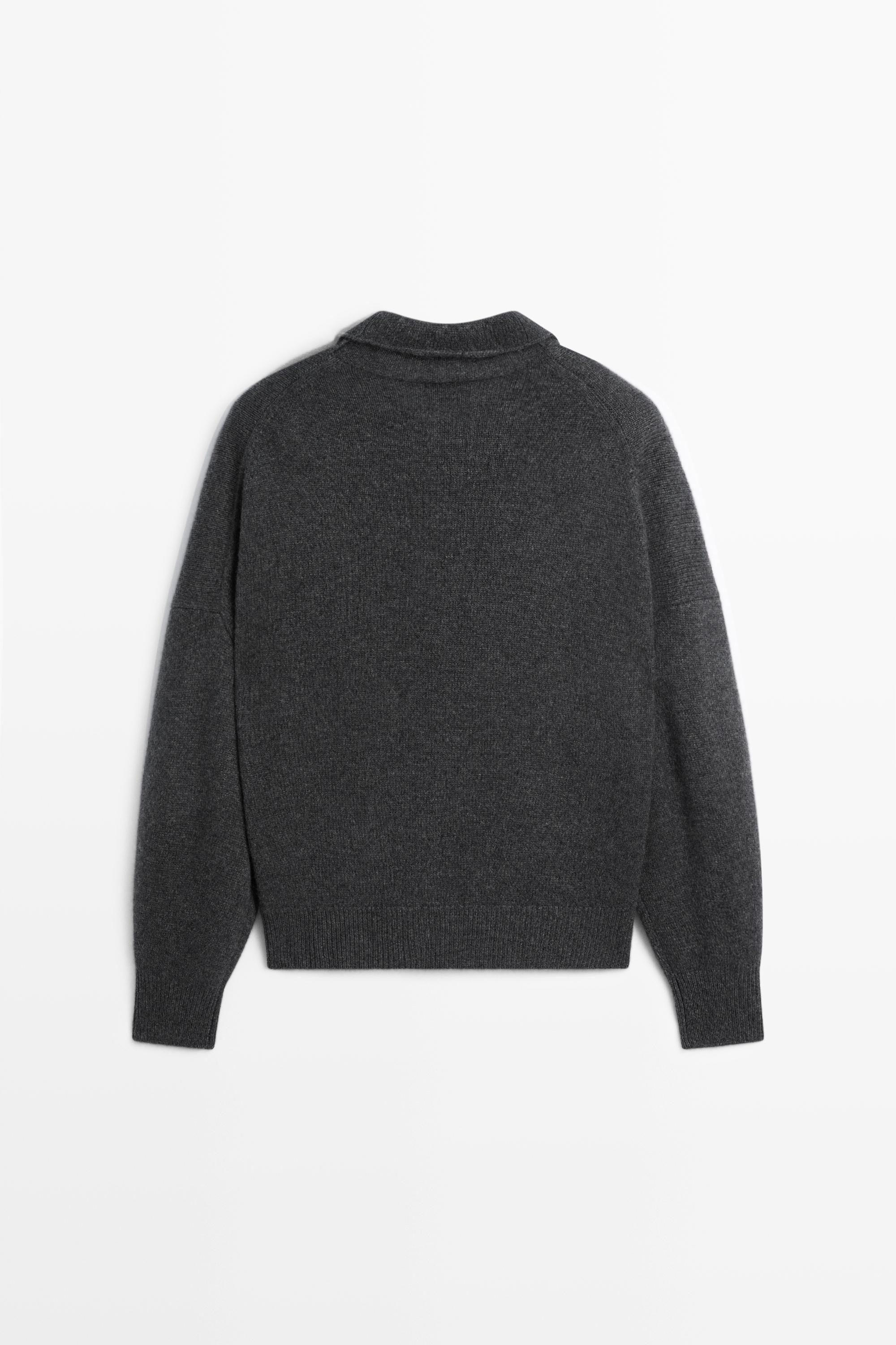 100% cashmere knit polo sweater - DARK GREY