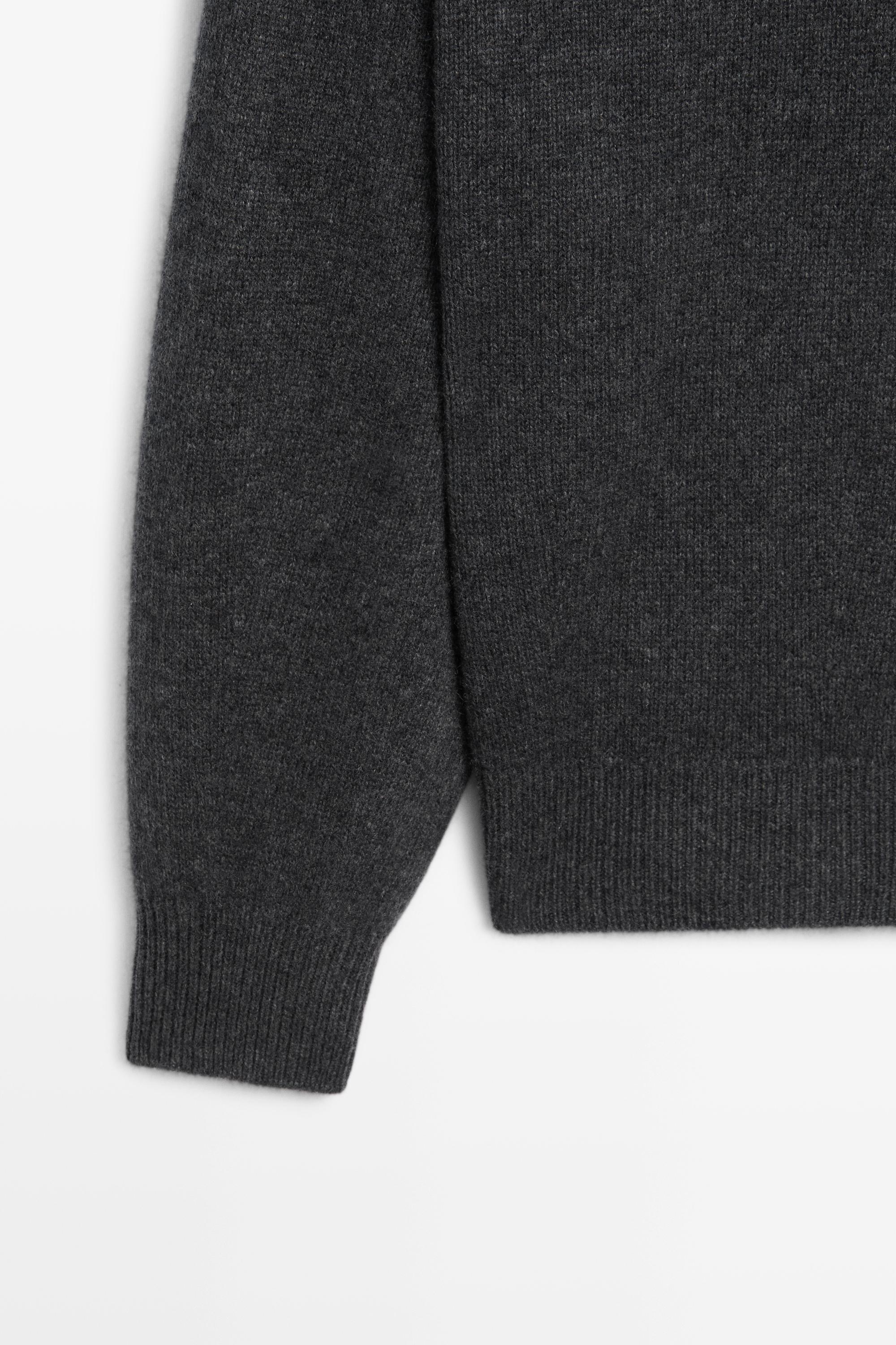 100% cashmere knit polo sweater - DARK GREY