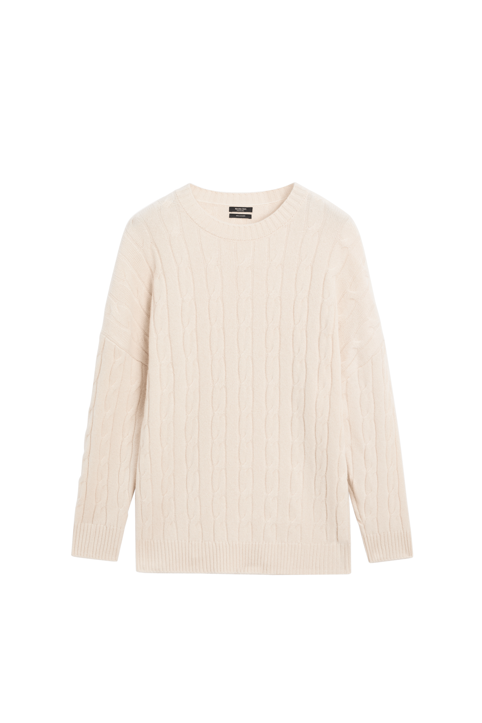 100% cashmere cable-knit sweater - BEIGE