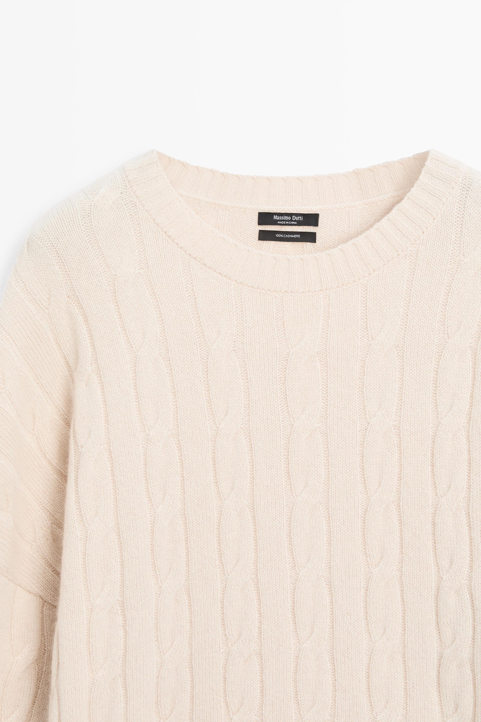 100% cashmere cable-knit sweater - BEIGE