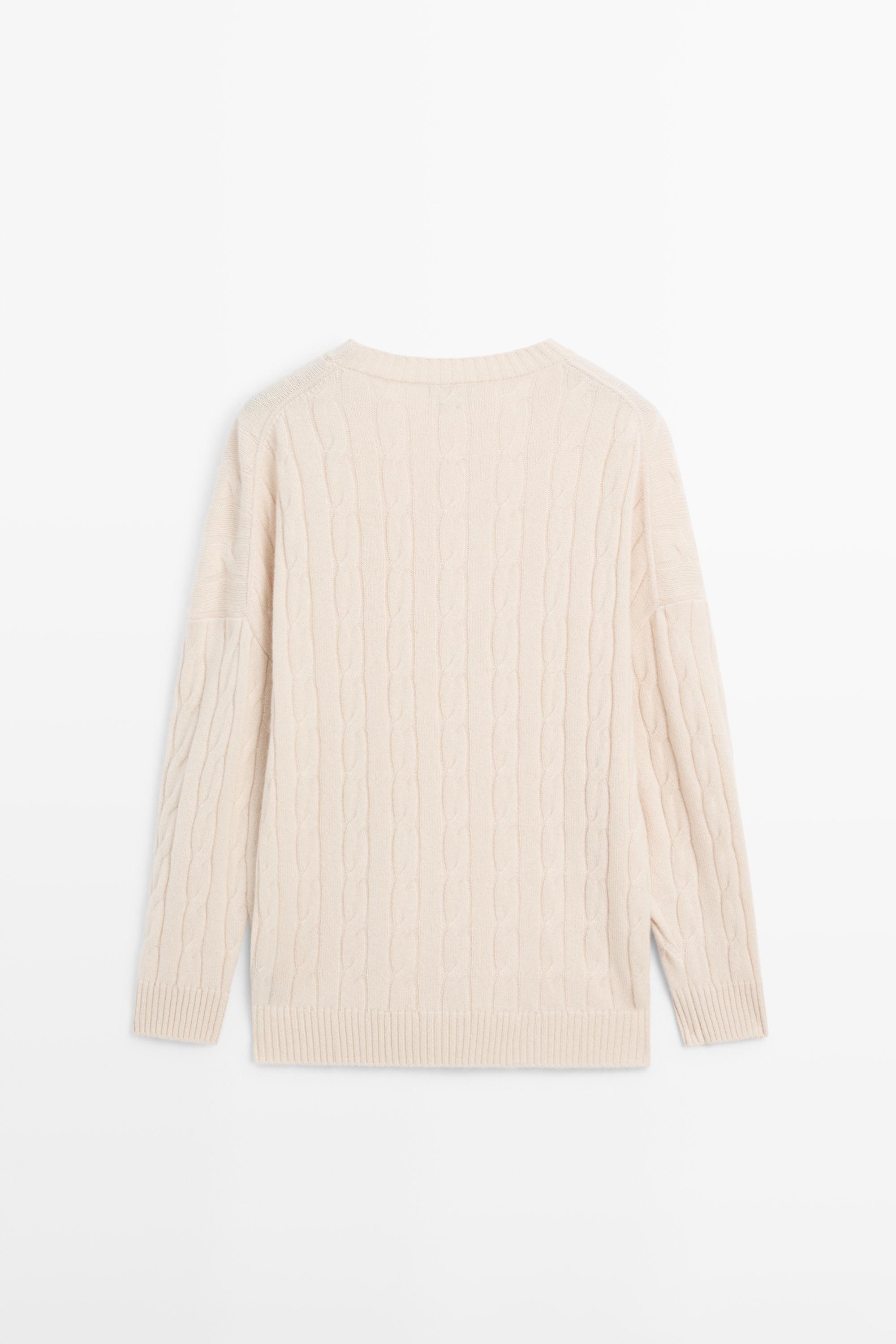 100% cashmere cable-knit sweater - BEIGE