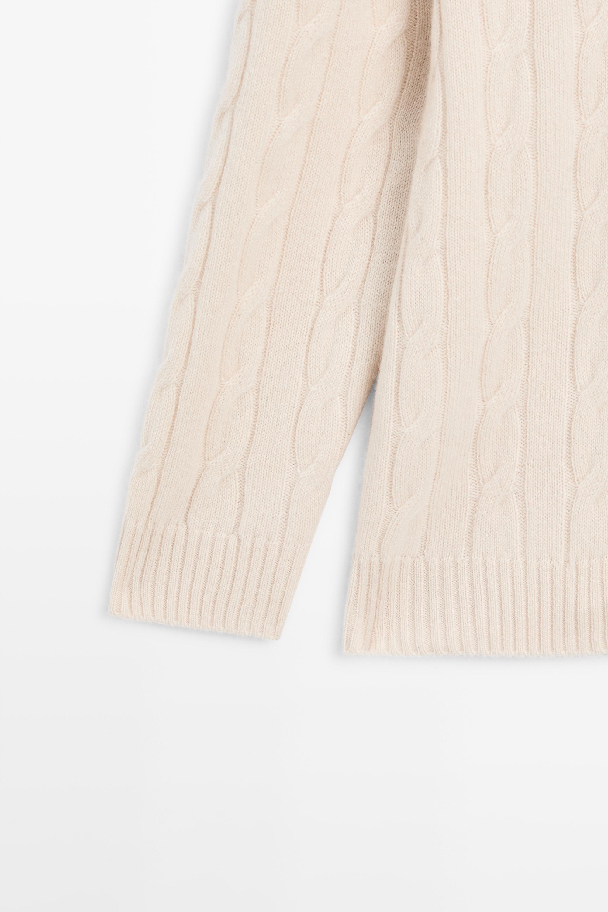 100% cashmere cable-knit sweater - BEIGE