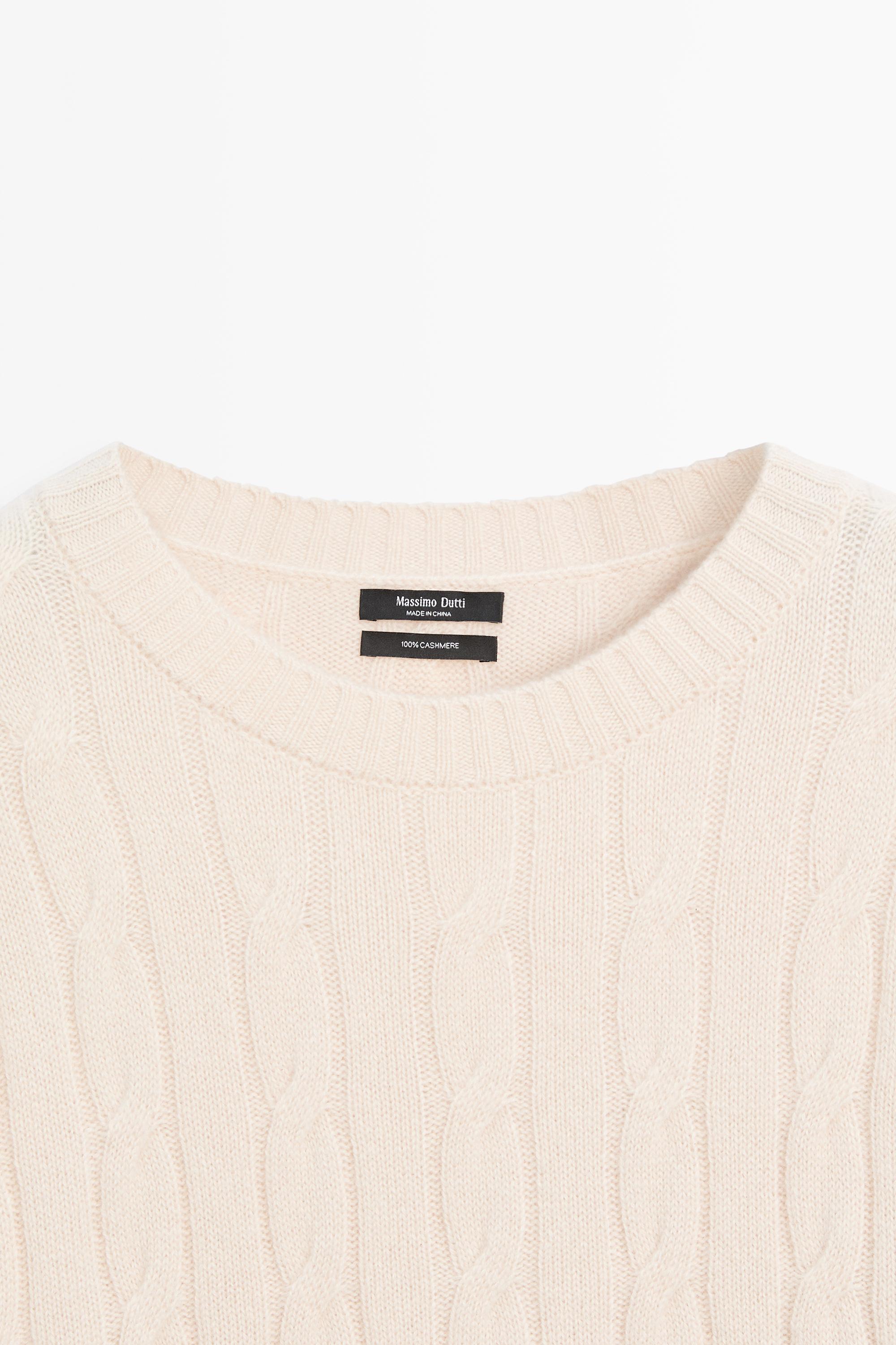 100% cashmere cable-knit sweater - BEIGE
