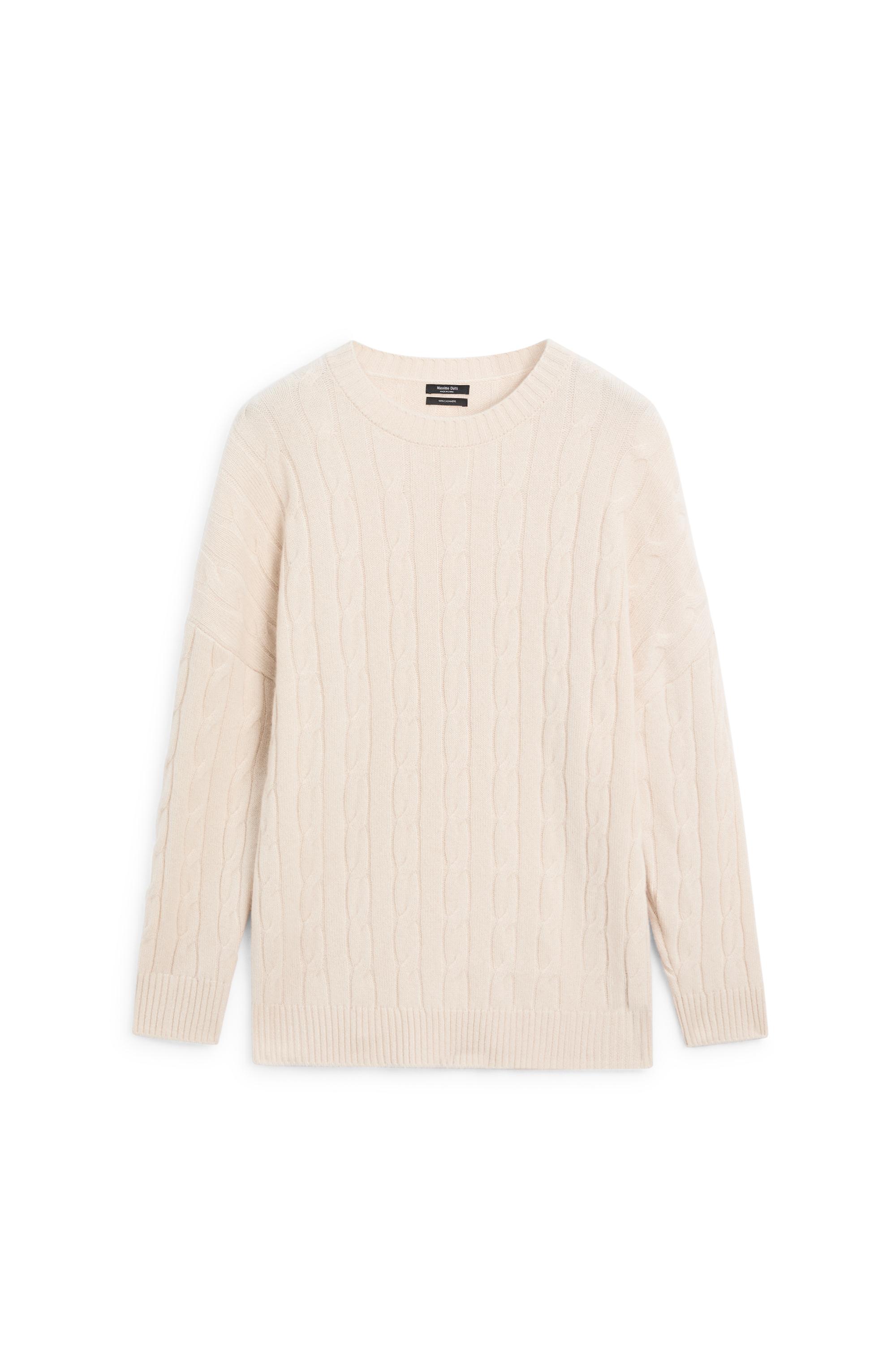 100% cashmere cable-knit sweater - BEIGE
