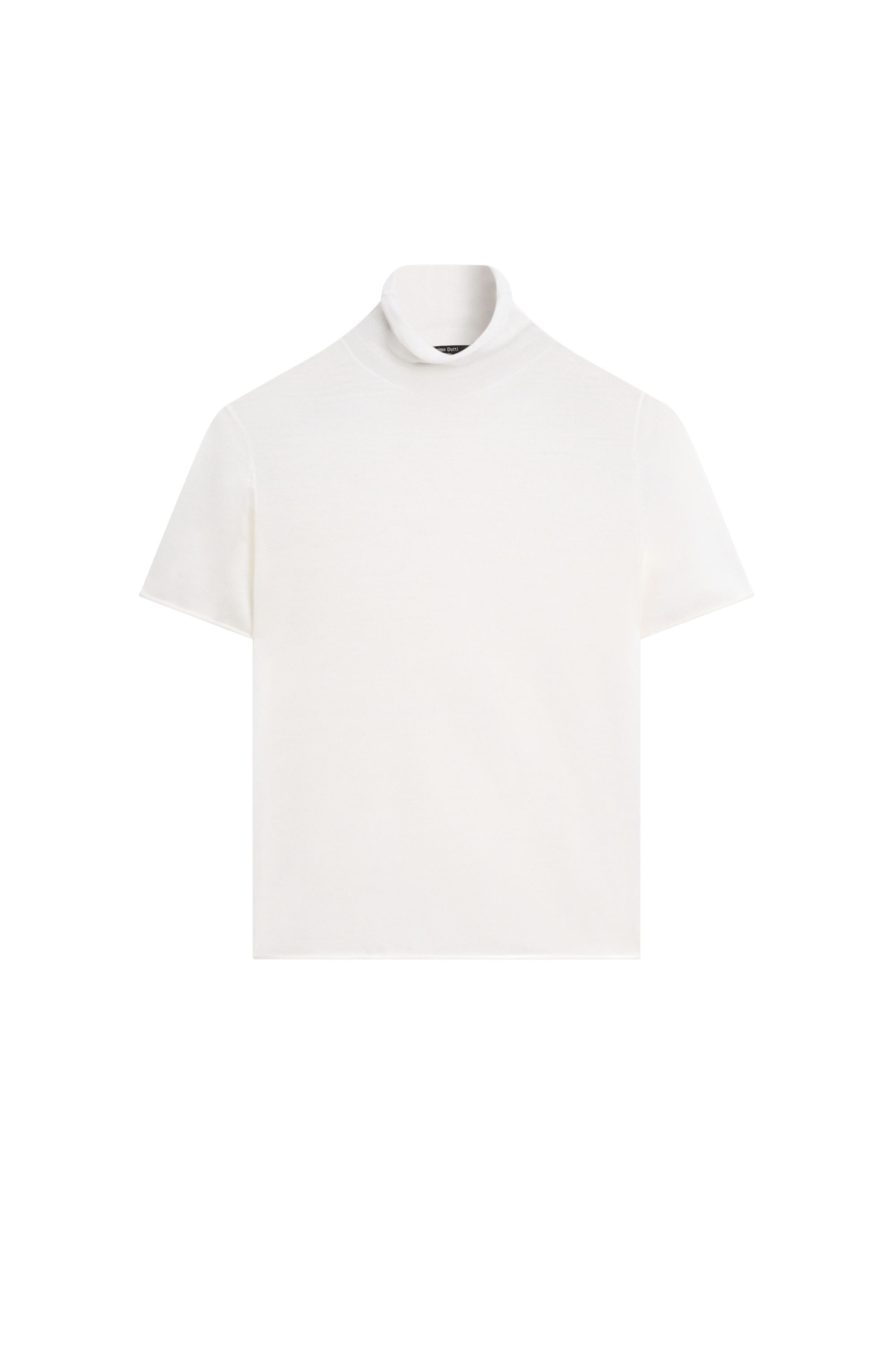 Short sleeve turtleneck knit sweater - CREAM