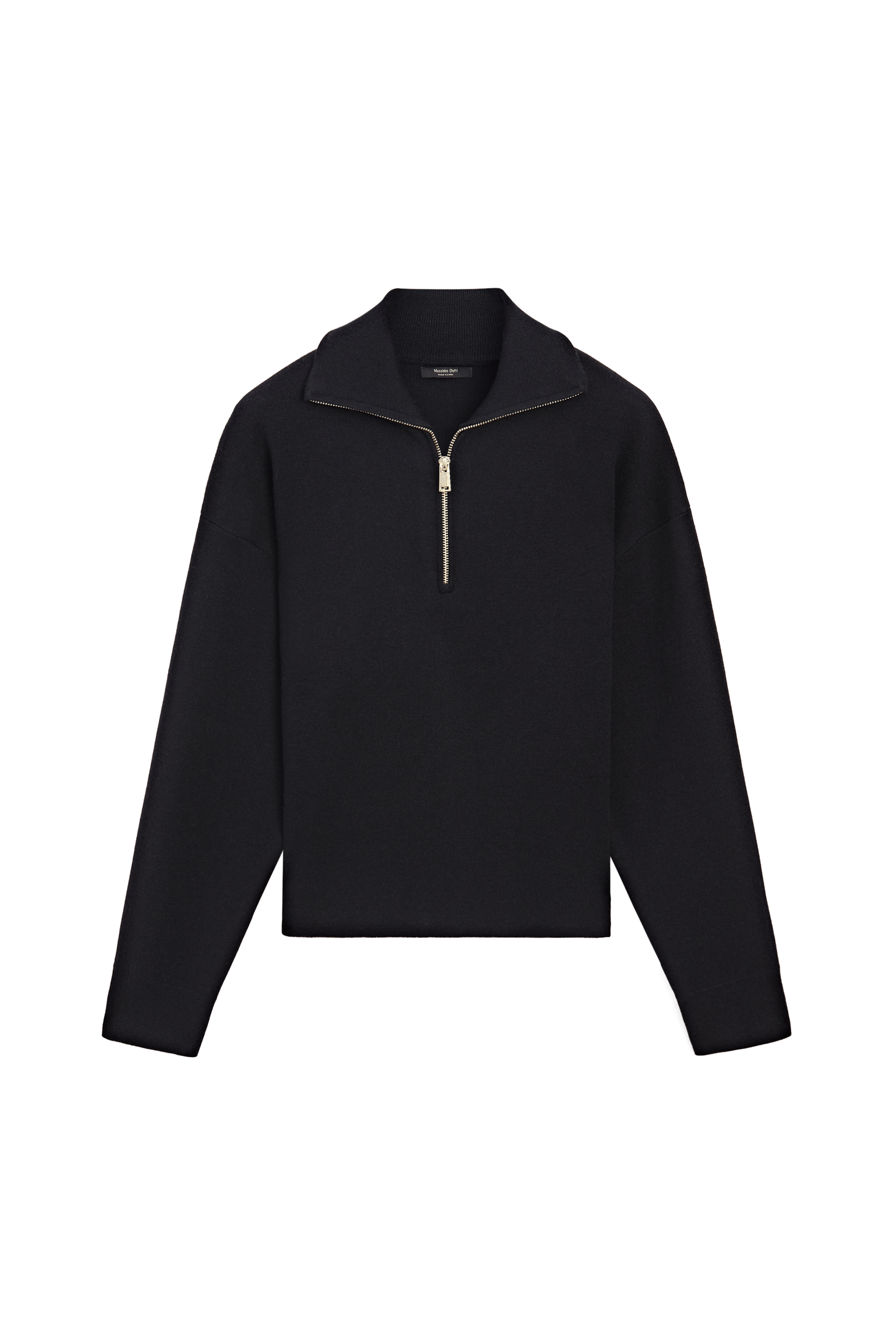 Cotton blend quarter-zip knit polo sweater - NAVY BLUE
